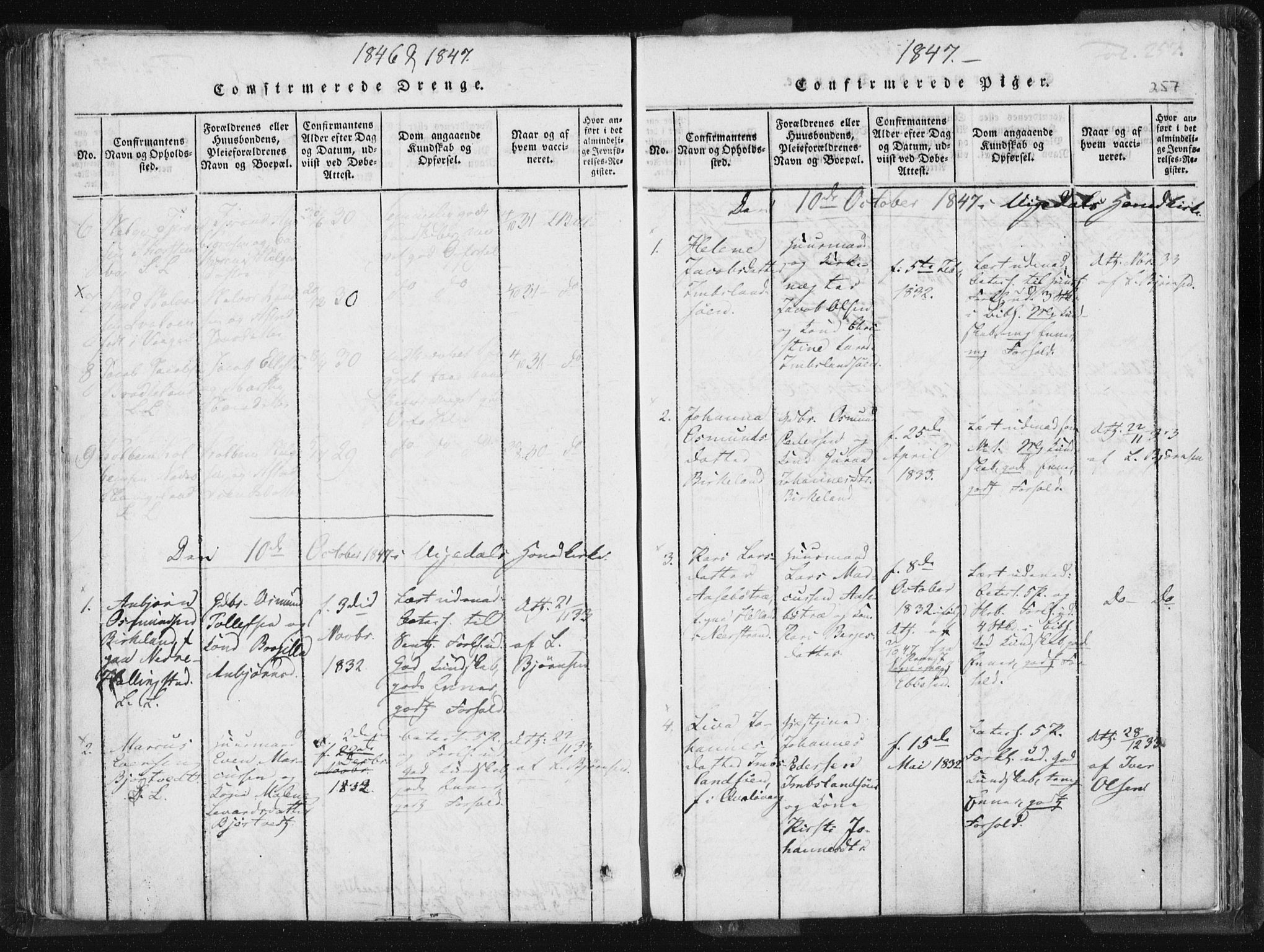 Vikedal sokneprestkontor, AV/SAST-A-101840/01/IV: Parish register (official) no. A 5, 1817-1850, p. 257