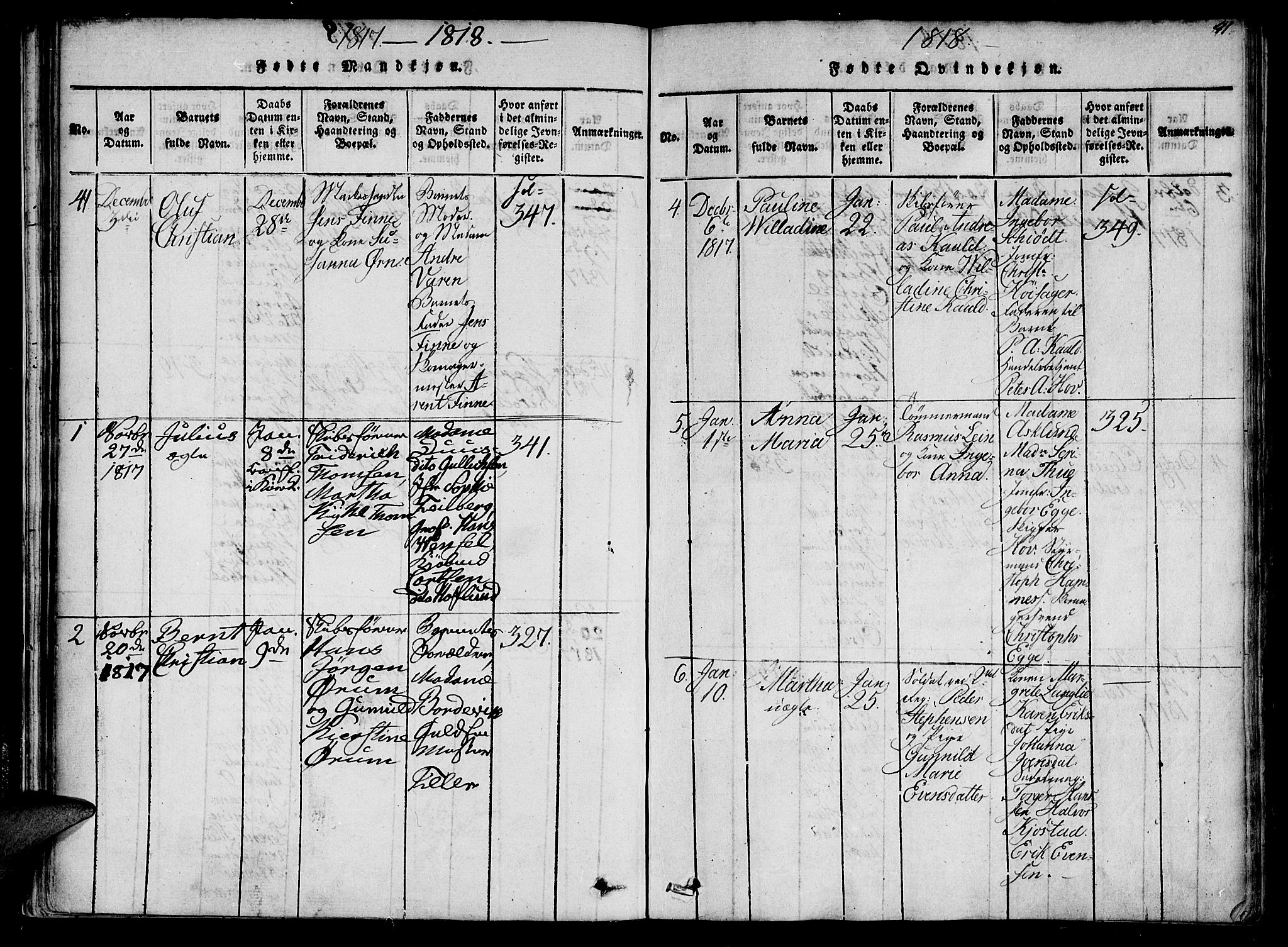 Ministerialprotokoller, klokkerbøker og fødselsregistre - Sør-Trøndelag, AV/SAT-A-1456/602/L0107: Parish register (official) no. 602A05, 1815-1821, p. 41