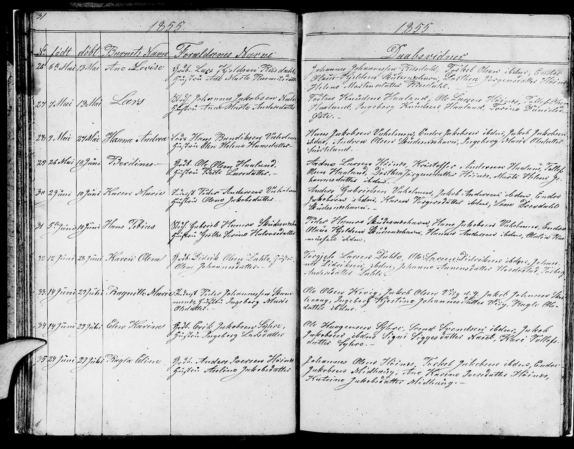 Skudenes sokneprestkontor, AV/SAST-A -101849/H/Ha/Hab/L0001: Parish register (copy) no. B 1, 1848-1864, p. 31