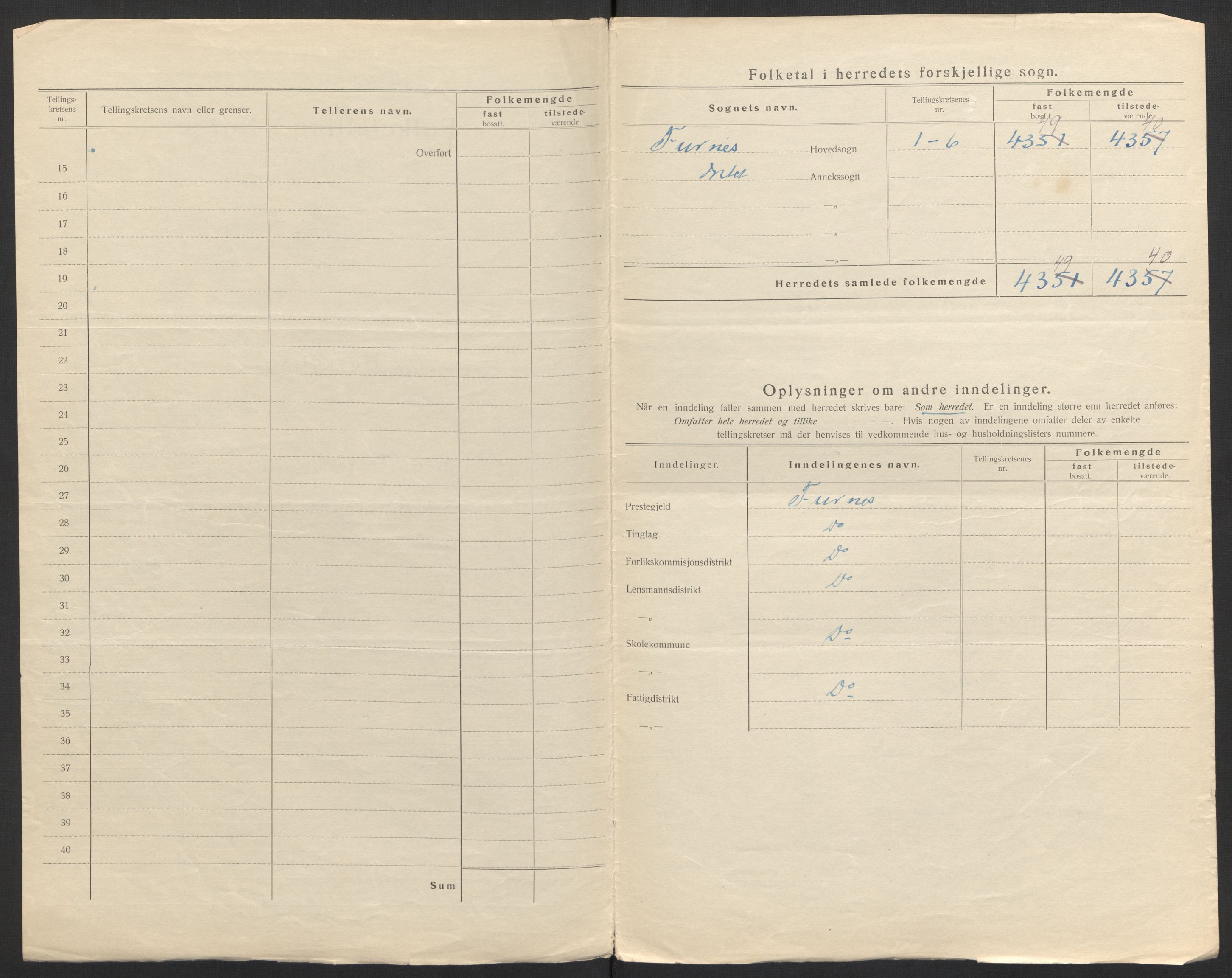 SAH, 1920 census for Furnes, 1920, p. 4