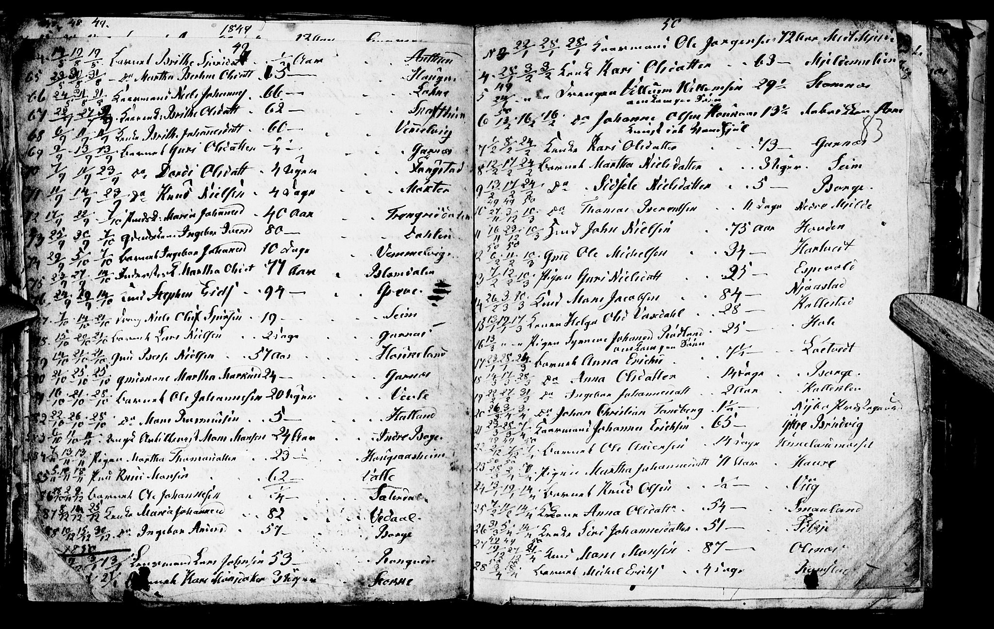 Haus sokneprestembete, SAB/A-75601/H/Hab: Parish register (copy) no. A 1, 1830-1855, p. 83