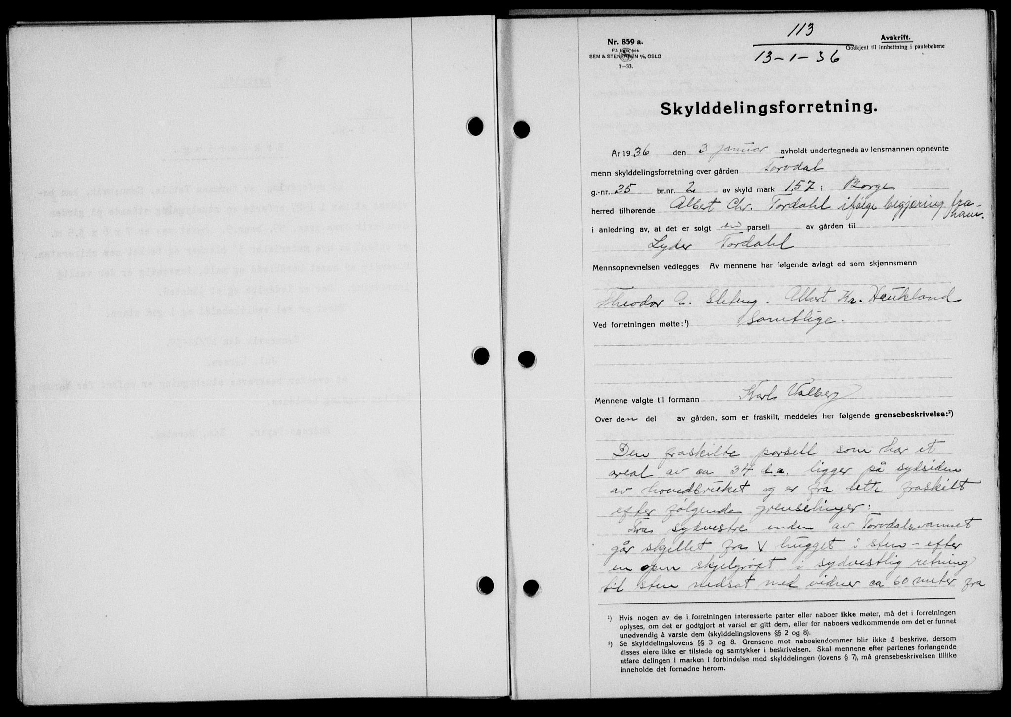 Lofoten sorenskriveri, SAT/A-0017/1/2/2C/L0033b: Mortgage book no. 33b, 1936-1936, Diary no: : 113/1936