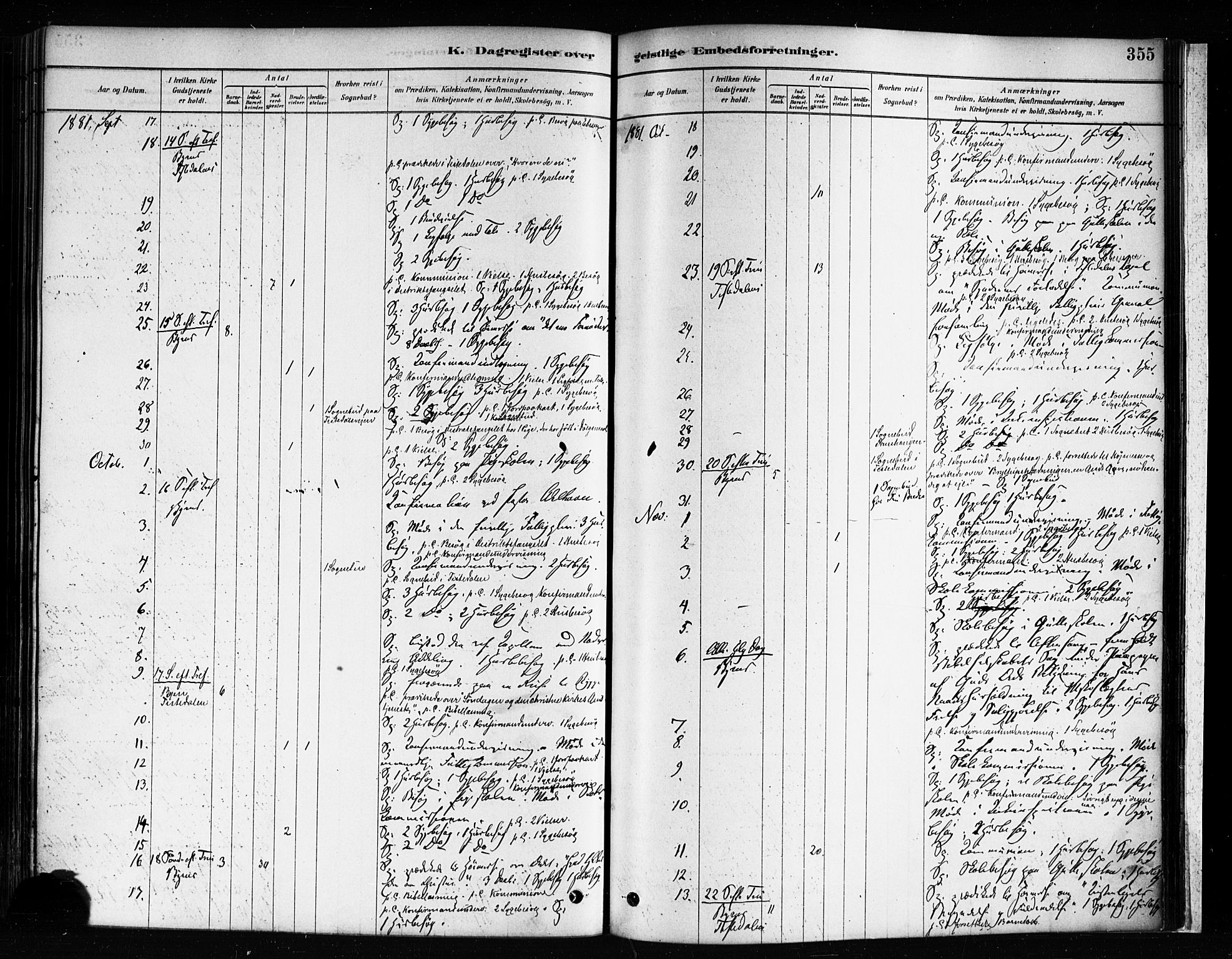 Halden prestekontor Kirkebøker, AV/SAO-A-10909/F/Fa/L0012: Parish register (official) no. I 12, 1878-1889, p. 355