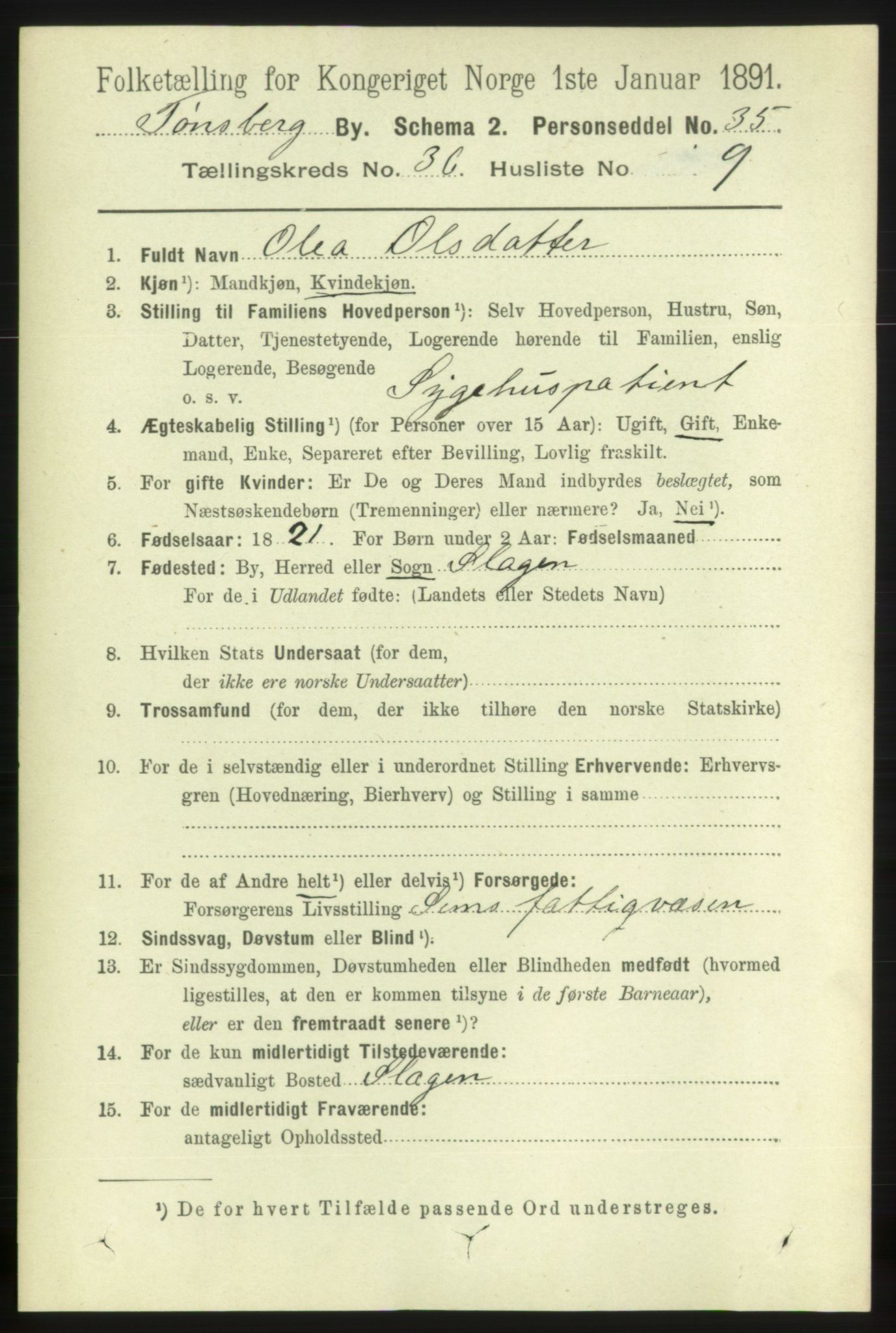 RA, 1891 census for 0705 Tønsberg, 1891, p. 7976