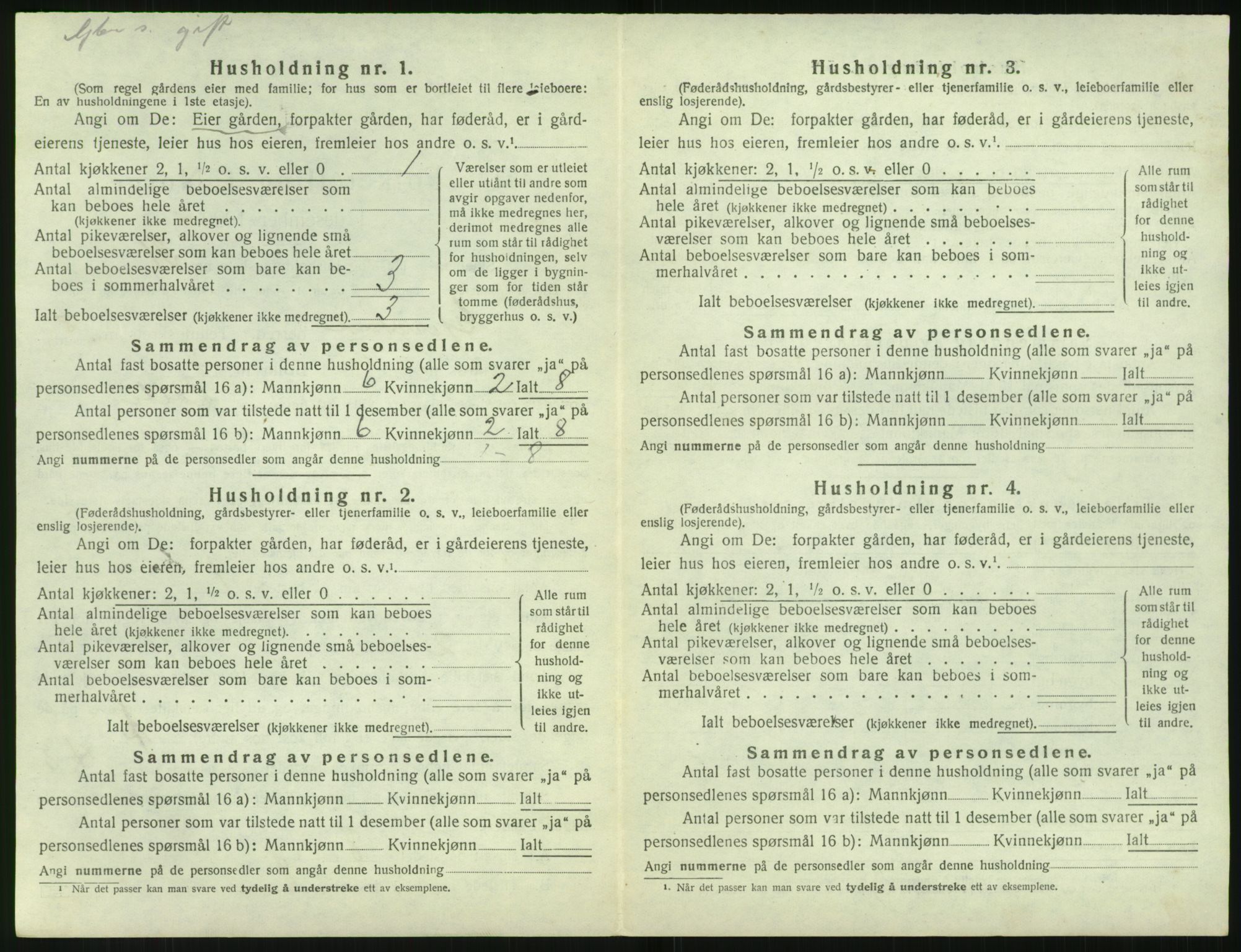 SAK, 1920 census for Gjerstad, 1920, p. 880