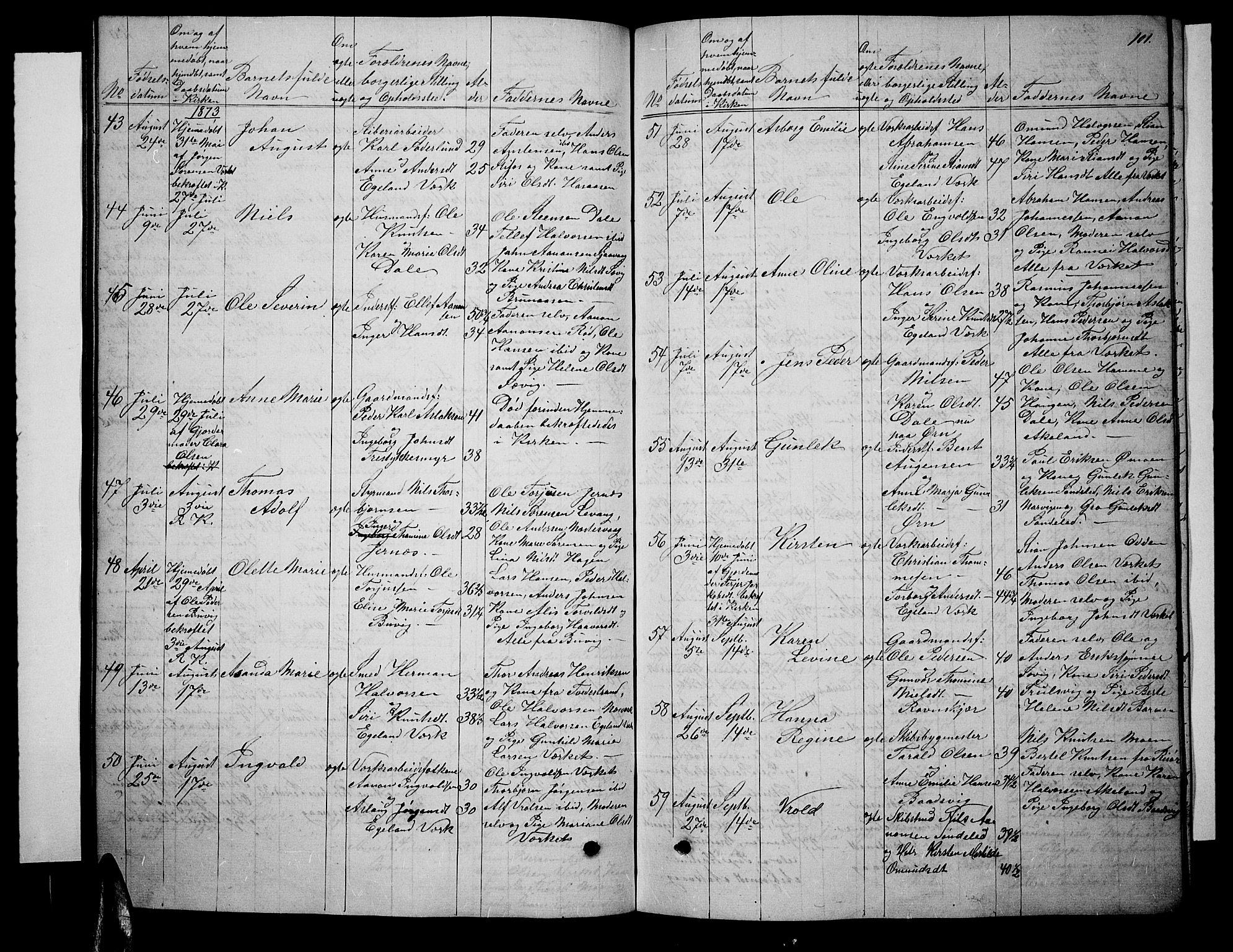 Søndeled sokneprestkontor, AV/SAK-1111-0038/F/Fb/L0004: Parish register (copy) no. B 4, 1857-1884, p. 101