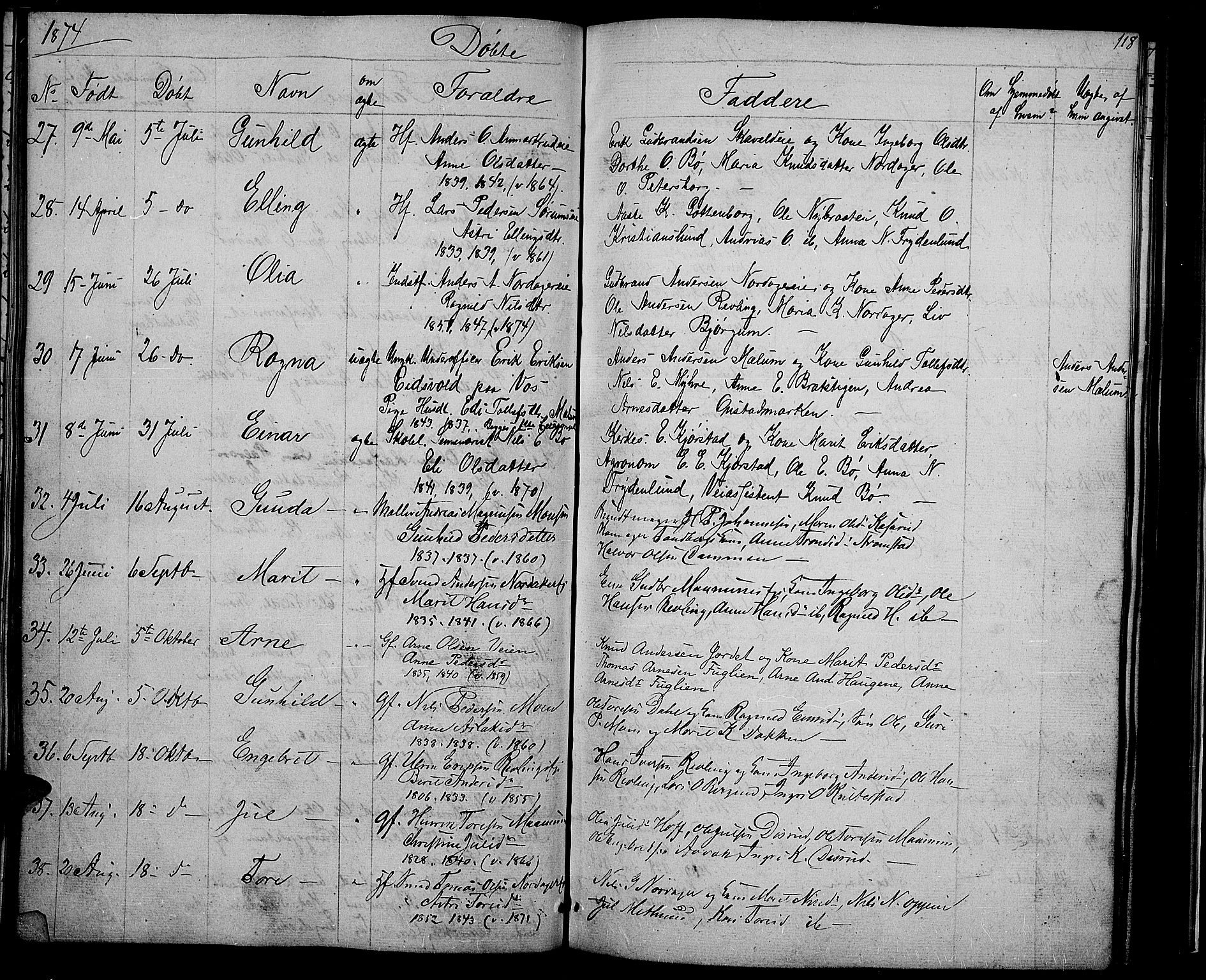 Nord-Aurdal prestekontor, SAH/PREST-132/H/Ha/Hab/L0002: Parish register (copy) no. 2, 1842-1877, p. 118