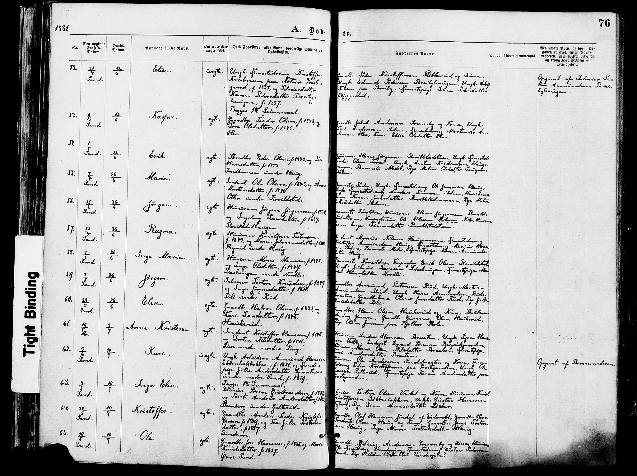 Nord-Odal prestekontor, AV/SAH-PREST-032/H/Ha/Haa/L0005: Parish register (official) no. 5, 1874-1885, p. 76