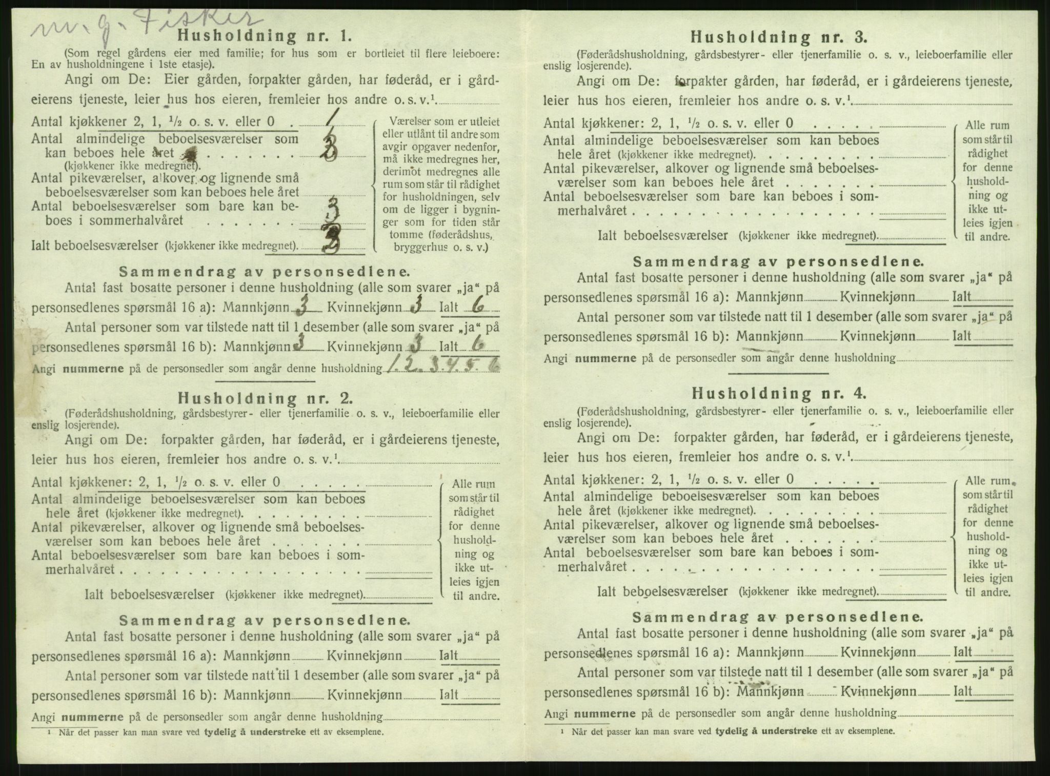 SAT, 1920 census for Hopen, 1920, p. 27