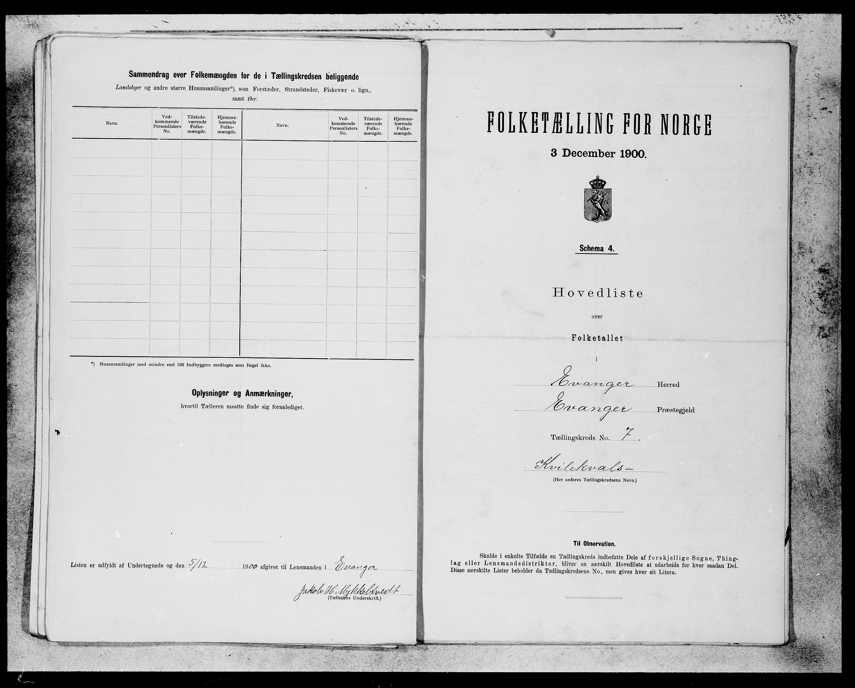 SAB, 1900 census for Evanger, 1900, p. 13