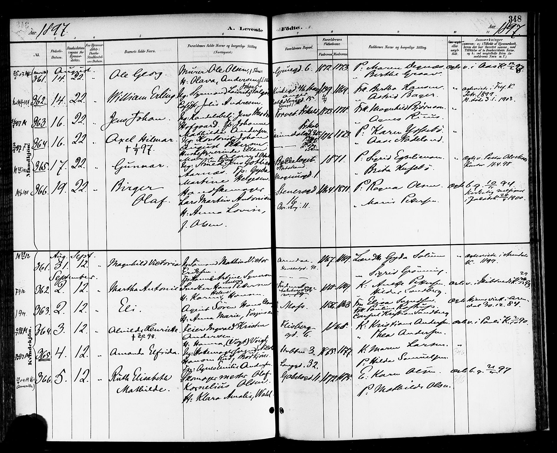 Rikshospitalet prestekontor Kirkebøker, SAO/A-10309b/F/L0009: Parish register (official) no. 9, 1894-1897, p. 348