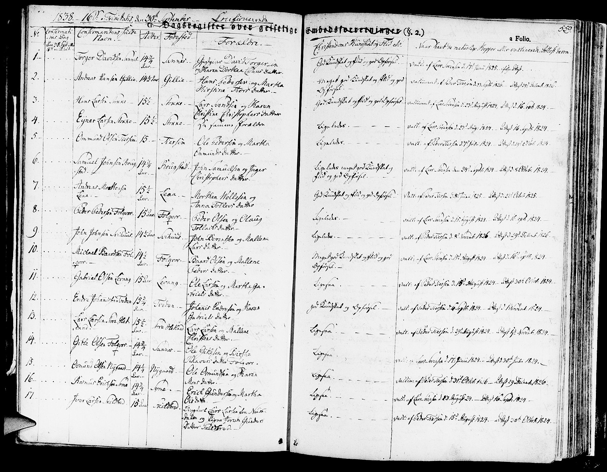 Høyland sokneprestkontor, SAST/A-101799/001/30BA/L0007: Parish register (official) no. A 7 /1, 1825-1841, p. 559