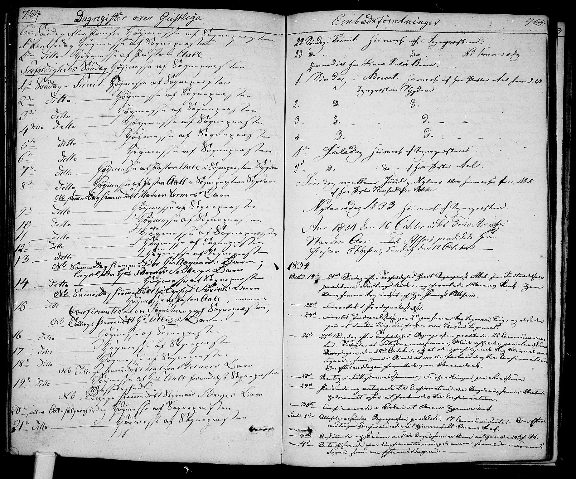 Tønsberg kirkebøker, SAKO/A-330/F/Fa/L0005: Parish register (official) no. I 5, 1827-1836, p. 764-765