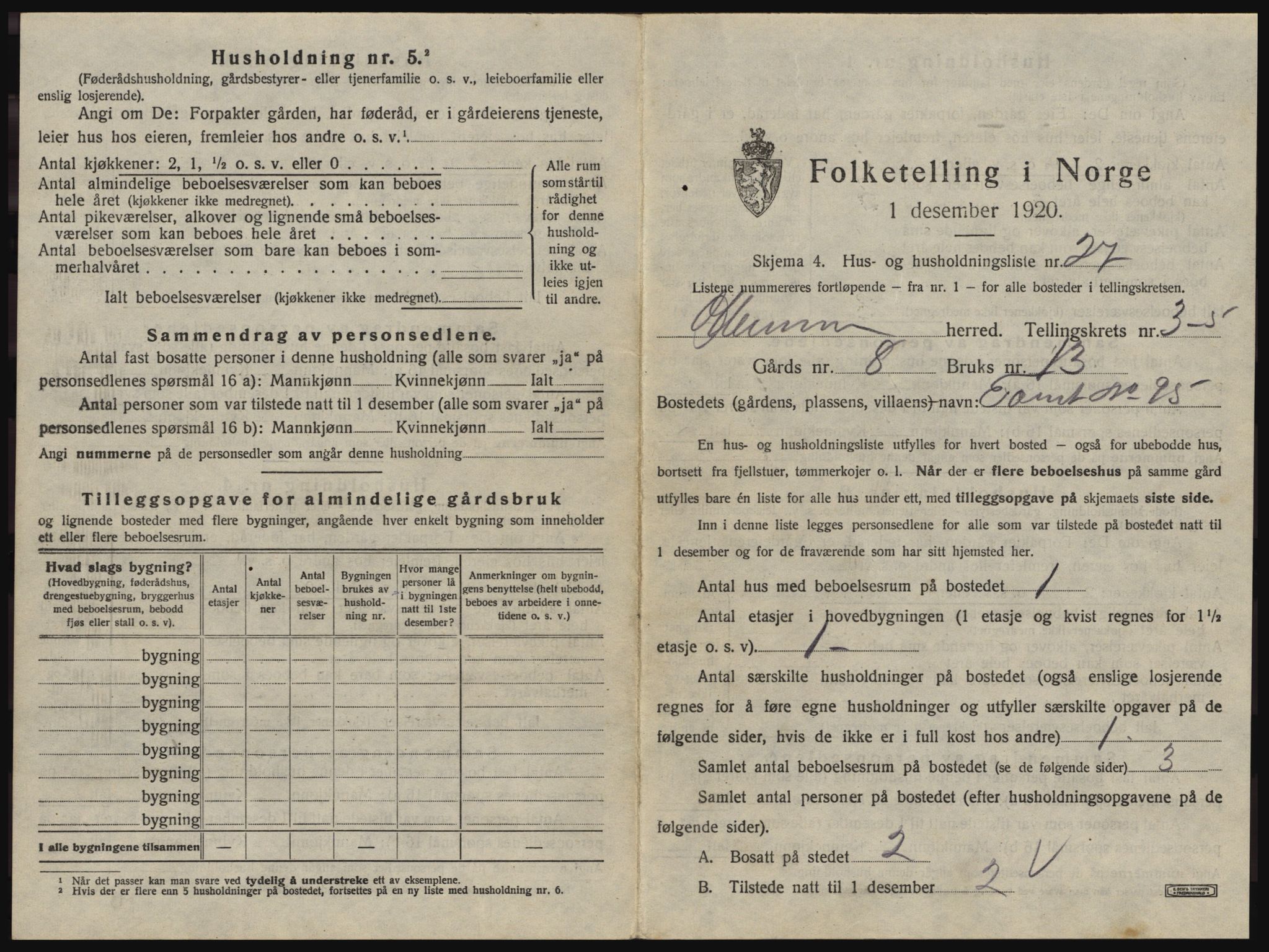 SAO, 1920 census for Glemmen, 1920, p. 963