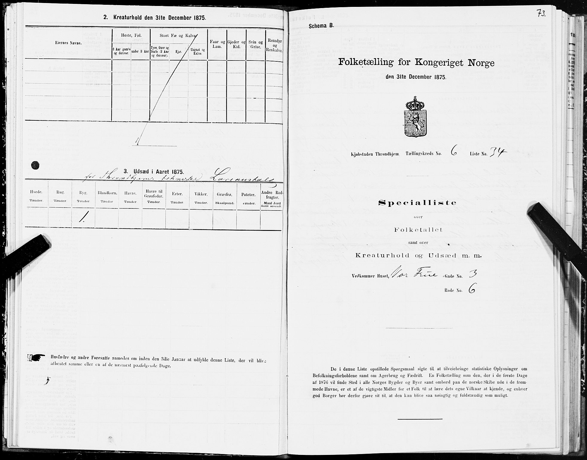 SAT, 1875 census for 1601 Trondheim, 1875, p. 4073