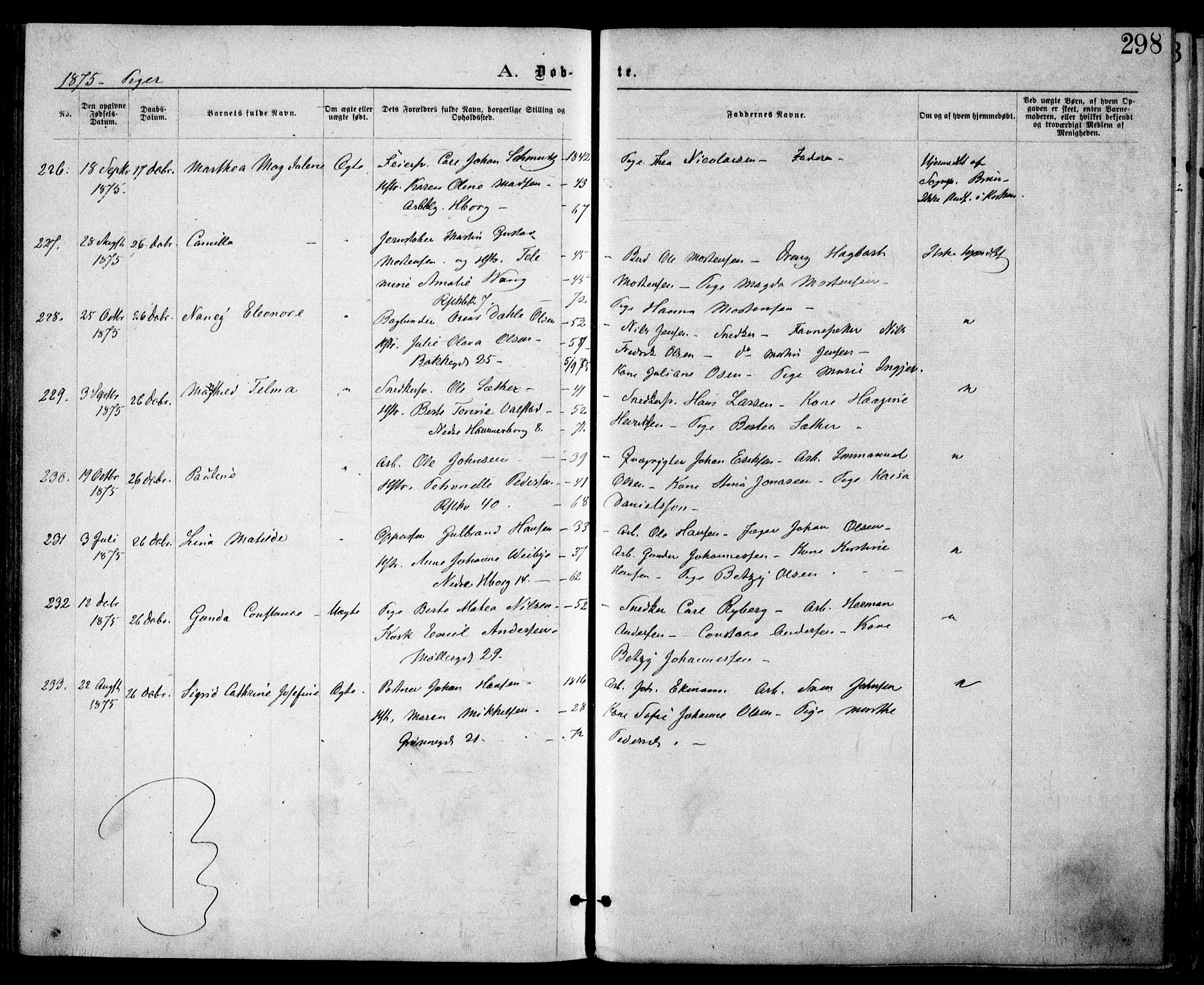 Trefoldighet prestekontor Kirkebøker, SAO/A-10882/F/Fa/L0003: Parish register (official) no. I 3, 1870-1876, p. 298