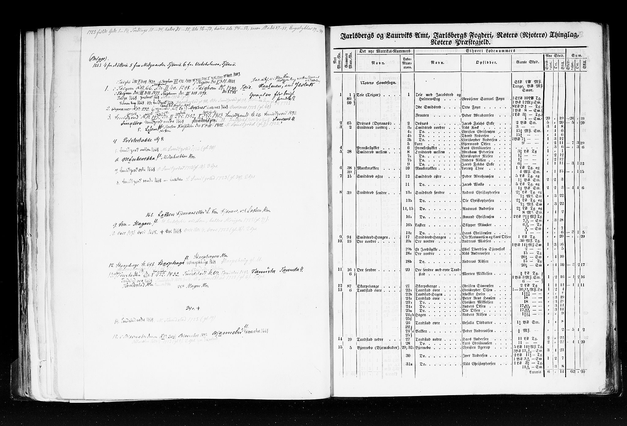 Rygh, RA/PA-0034/F/Fb/L0006: Matrikkelen for 1838 - Jarlsberg og Larviks amt (Vestfold fylke), 1838