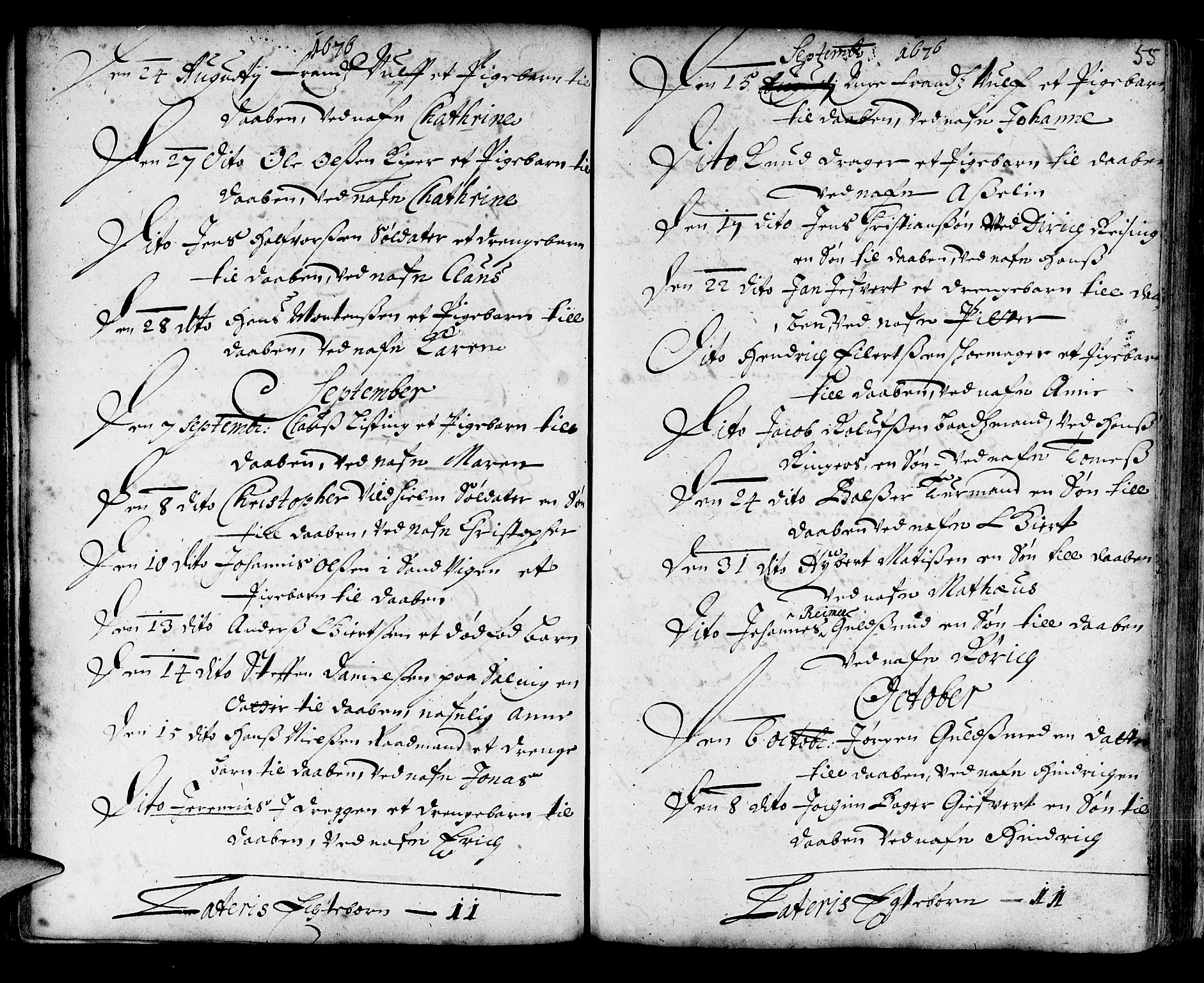 Korskirken sokneprestembete, AV/SAB-A-76101/H/Haa/L0001: Parish register (official) no. A 1, 1674-1688, p. 55