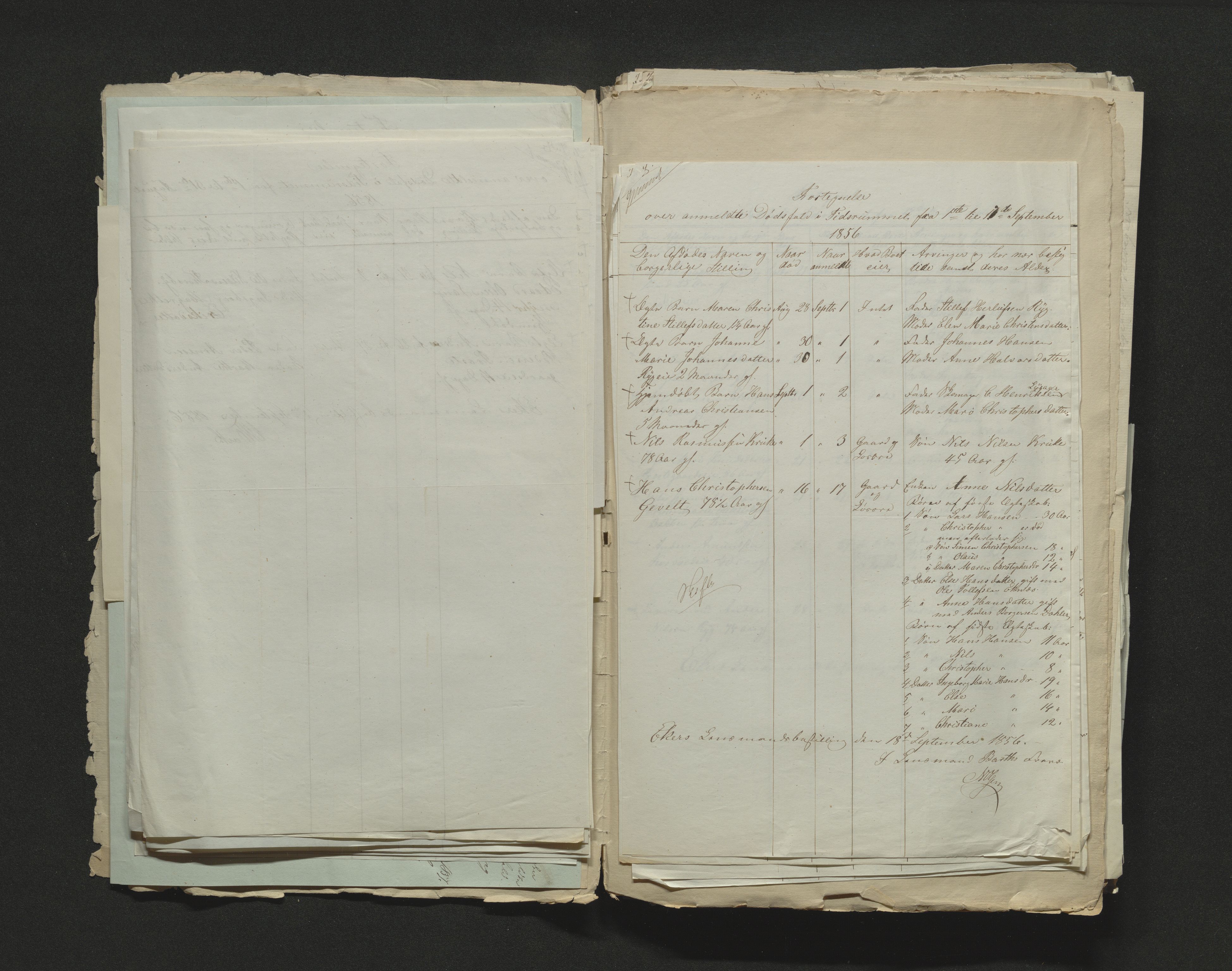 Eiker, Modum og Sigdal sorenskriveri, AV/SAKO-A-123/H/Ha/Hab/L0009: Dødsfallsmeldinger, 1854-1857, p. 289