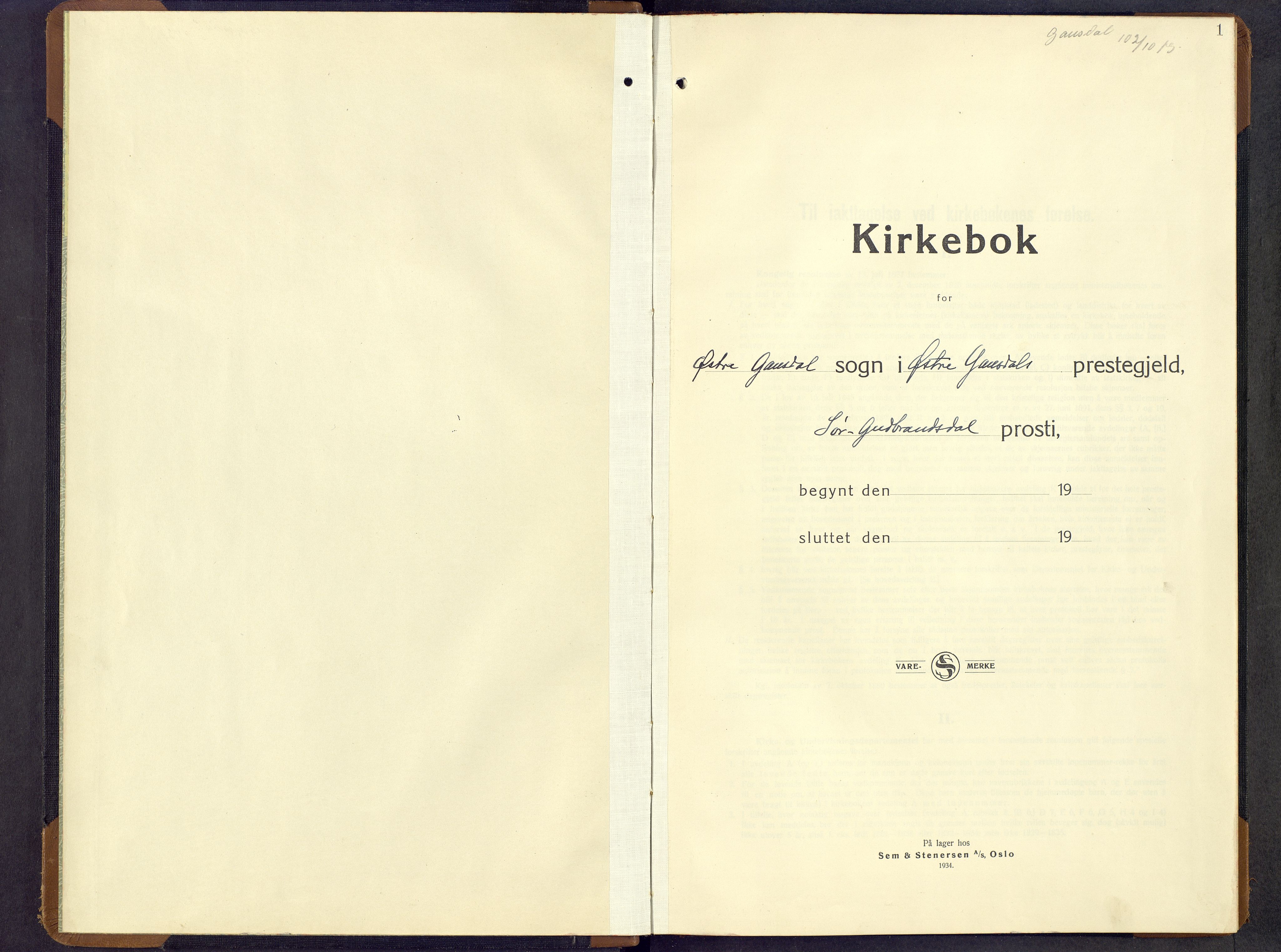Østre Gausdal prestekontor, AV/SAH-PREST-092/H/Ha/Hab/L0012: Parish register (copy) no. 12, 1936-1964, p. 1