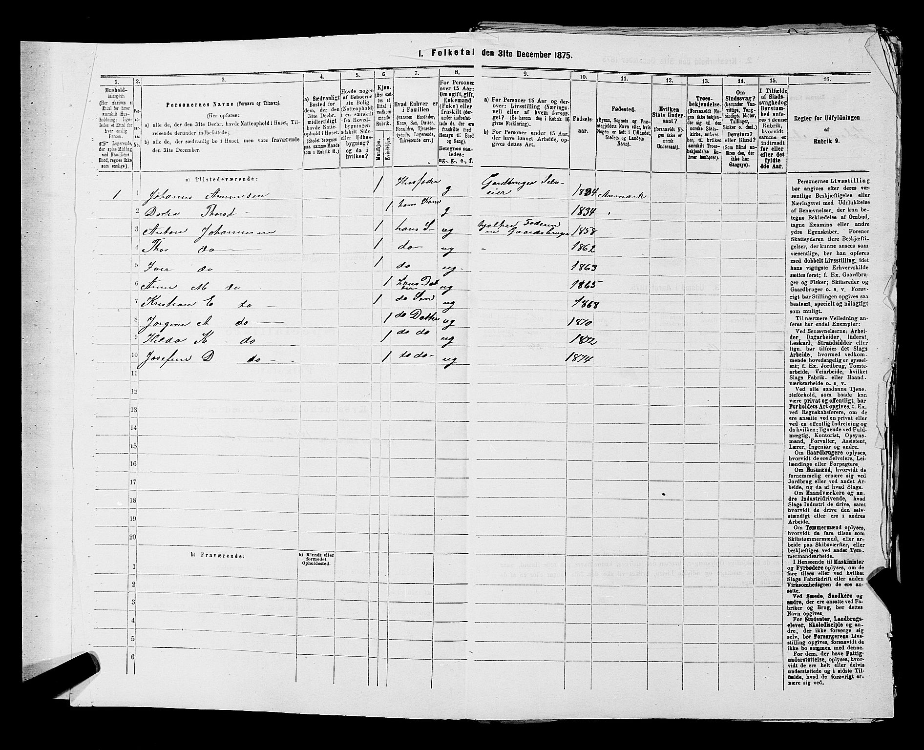 RA, 1875 census for 0118P Aremark, 1875, p. 1336