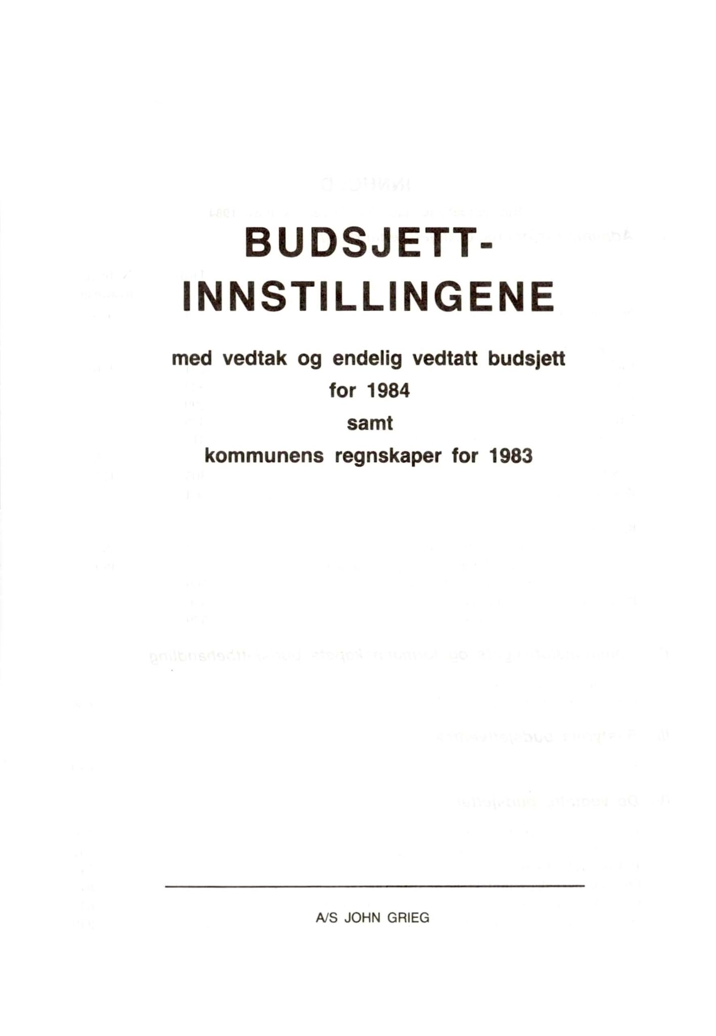 Bergen kommune. Formannskapet 1972 -, BBA/A-1809/A/Ab/L0026: Bergens kommuneforhandlinger 1984 II