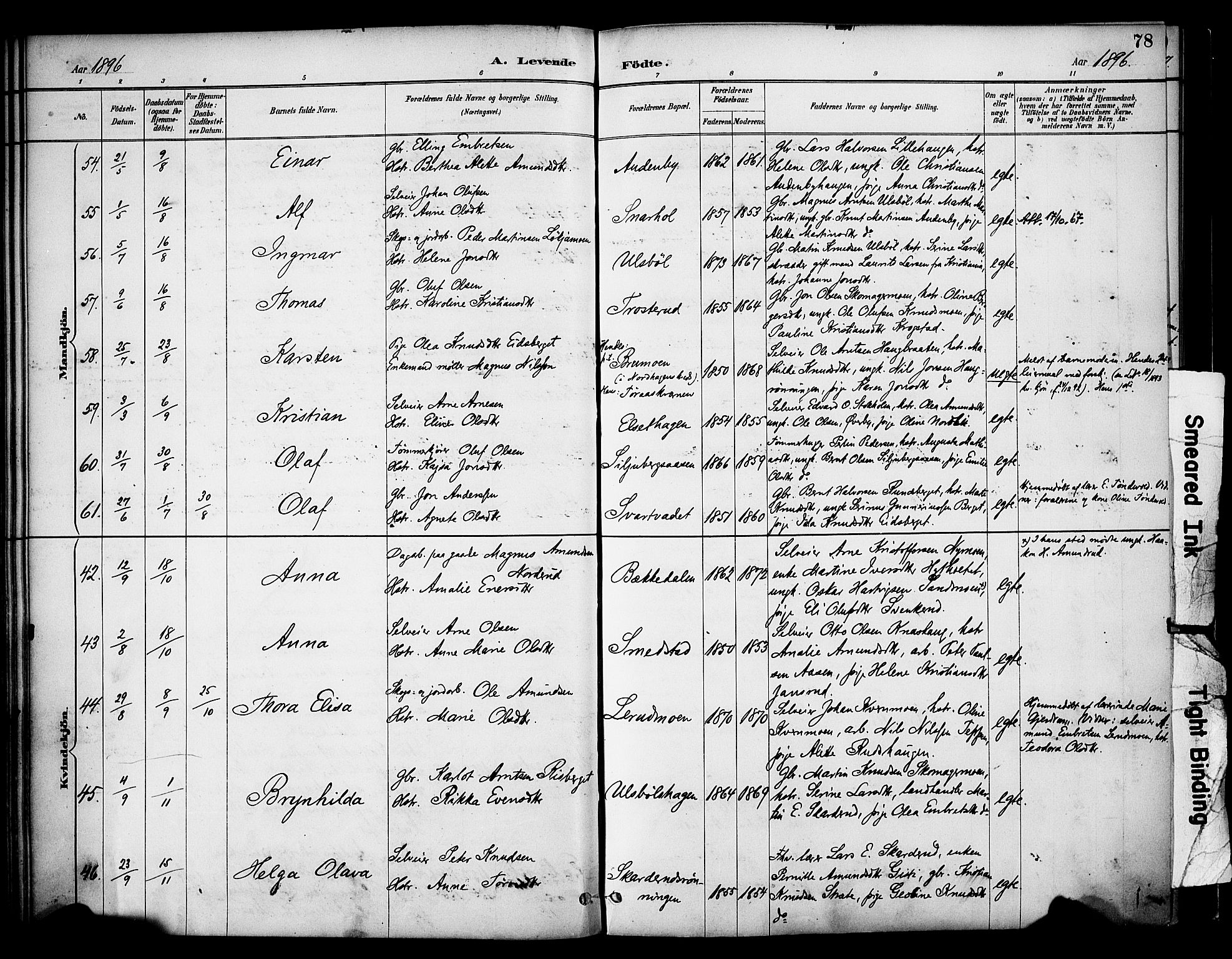 Våler prestekontor, Hedmark, AV/SAH-PREST-040/H/Ha/Haa/L0005: Parish register (official) no. 5, 1887-1905, p. 78