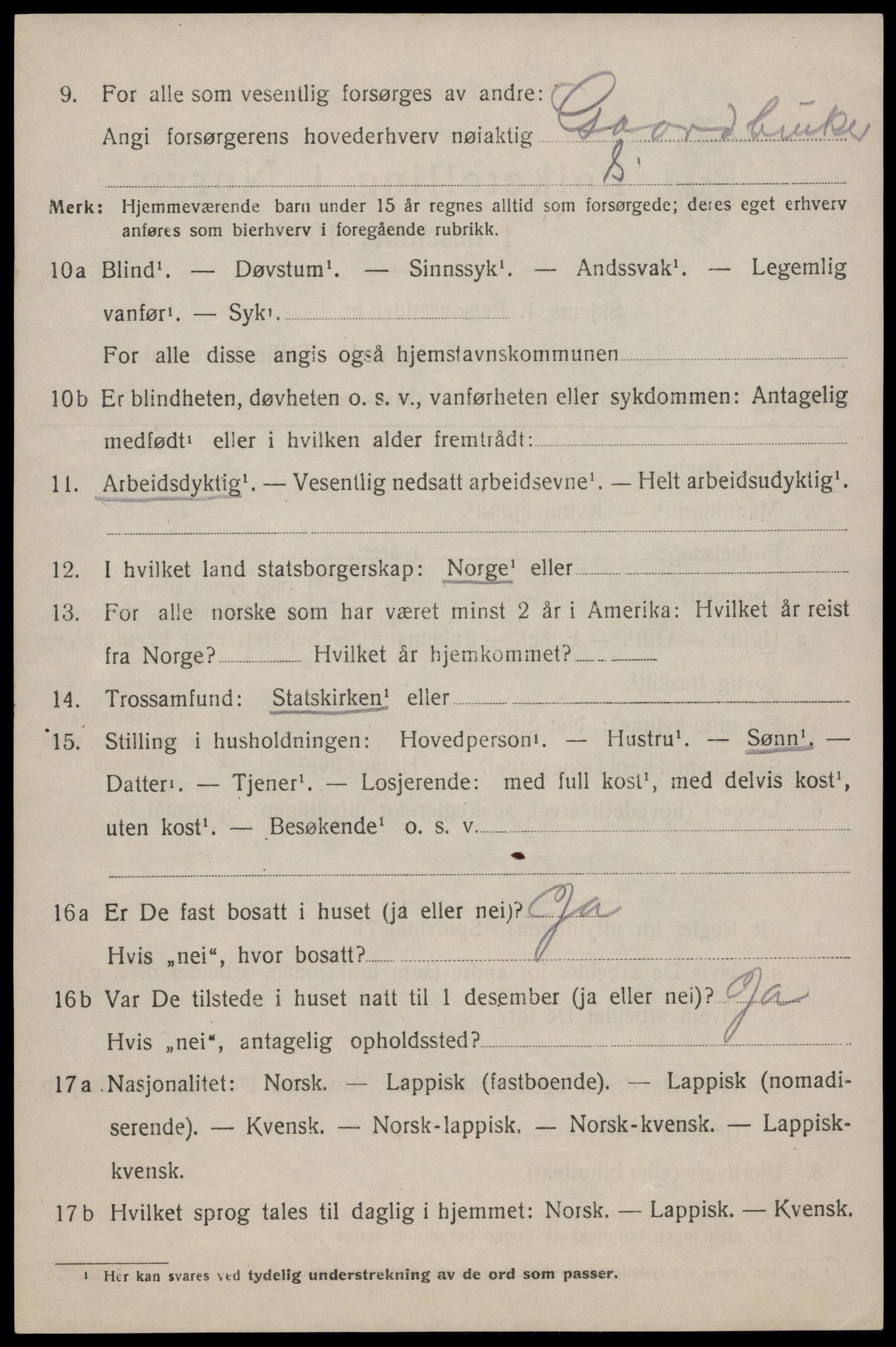 SAT, 1920 census for Flakstad, 1920, p. 1240