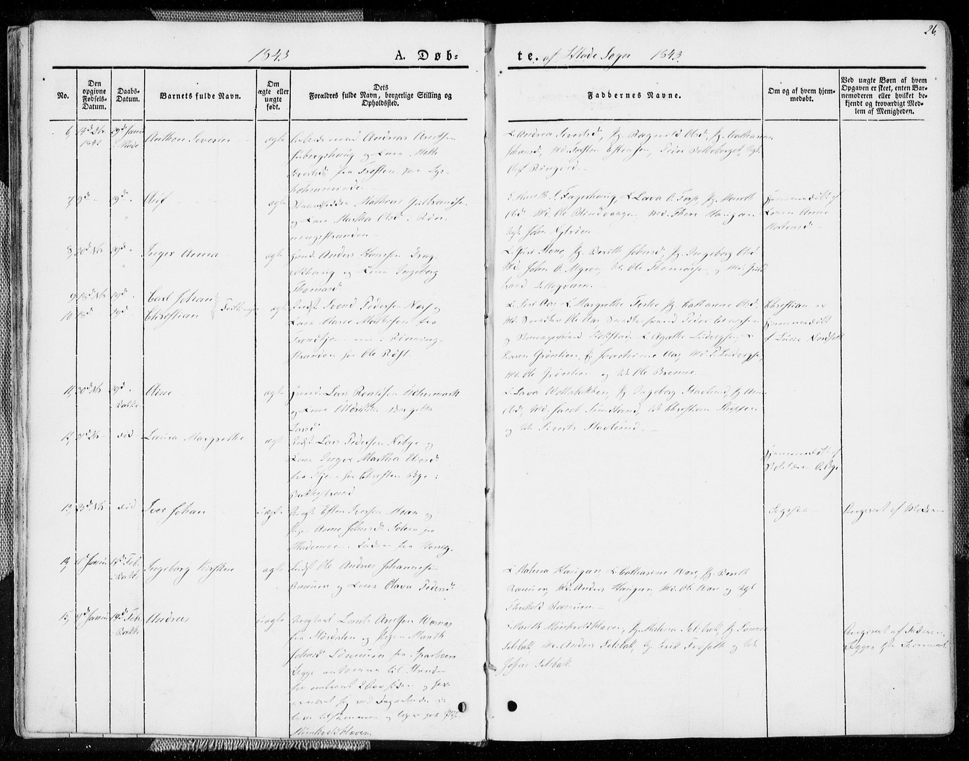 Ministerialprotokoller, klokkerbøker og fødselsregistre - Sør-Trøndelag, SAT/A-1456/606/L0290: Parish register (official) no. 606A05, 1841-1847, p. 26
