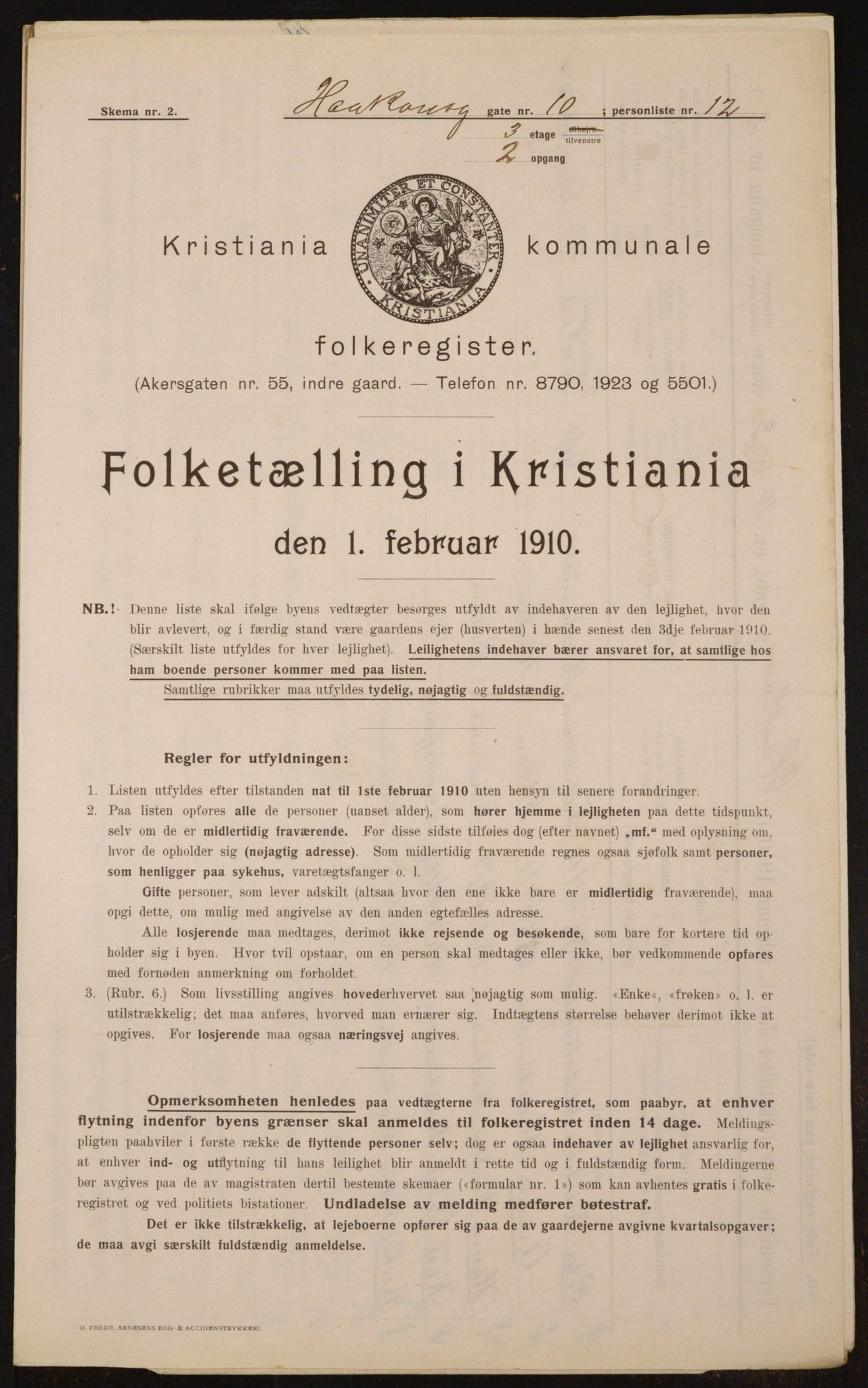 OBA, Municipal Census 1910 for Kristiania, 1910, p. 41858