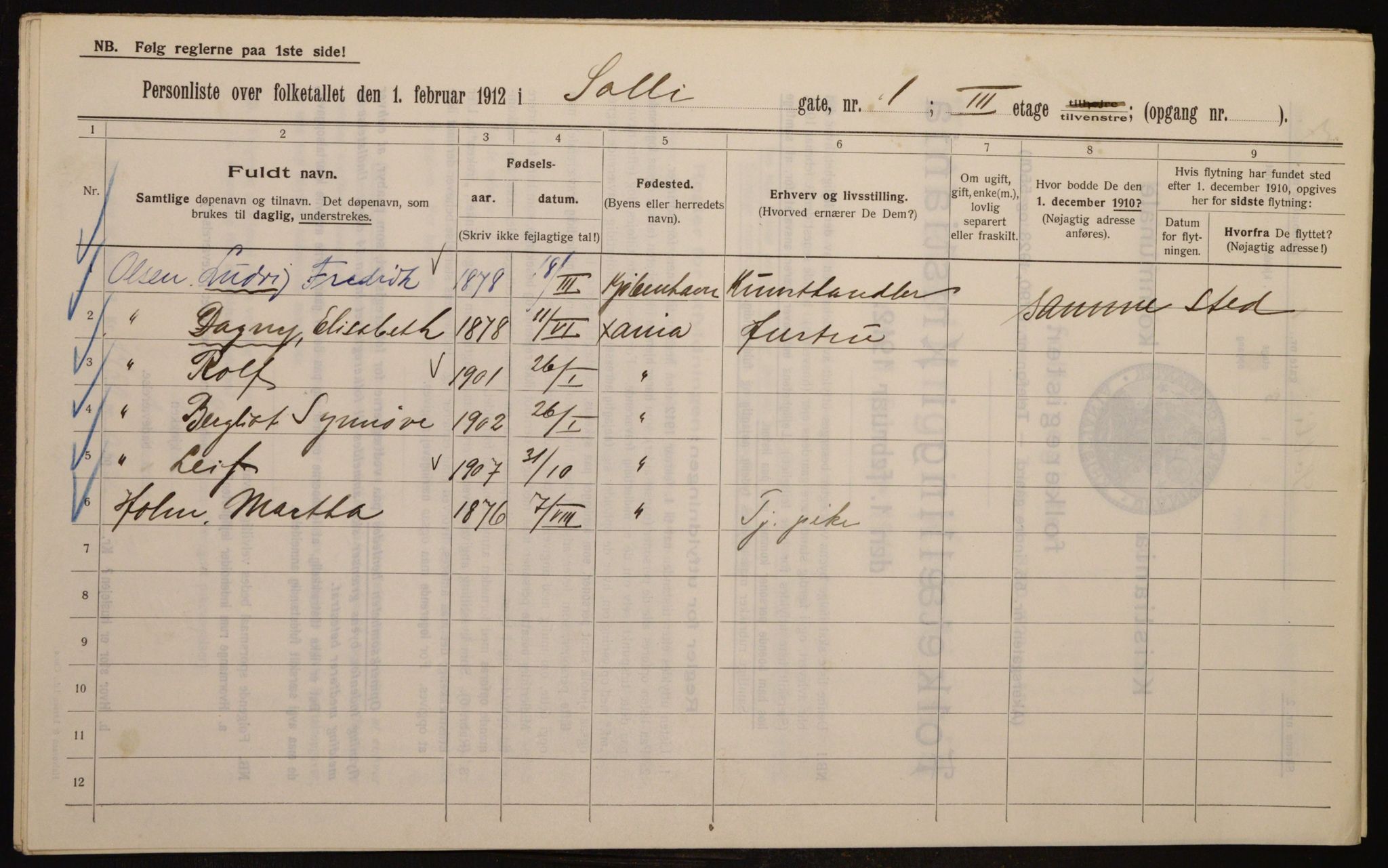 OBA, Municipal Census 1912 for Kristiania, 1912, p. 99948