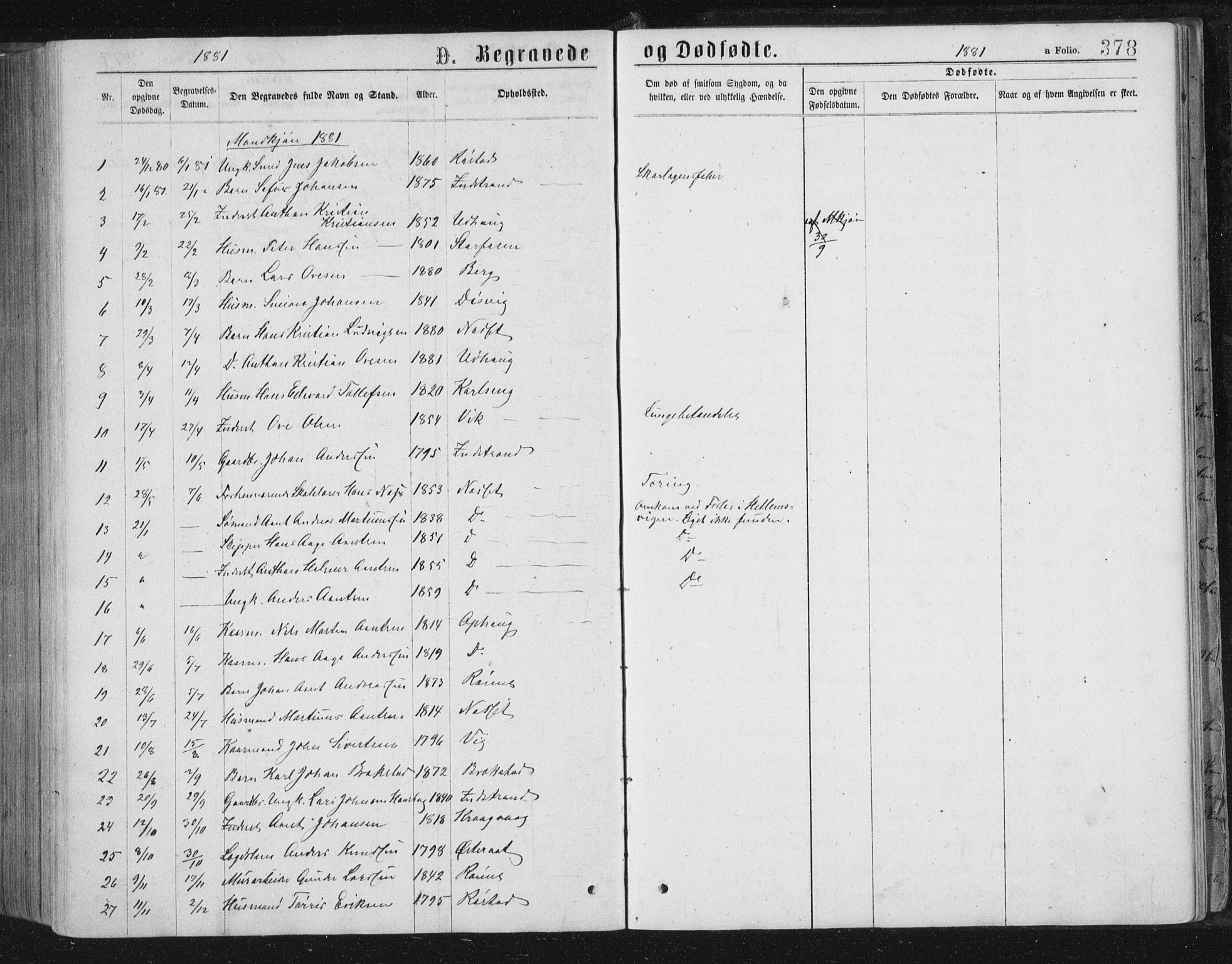 Ministerialprotokoller, klokkerbøker og fødselsregistre - Sør-Trøndelag, SAT/A-1456/659/L0745: Parish register (copy) no. 659C02, 1869-1892, p. 378