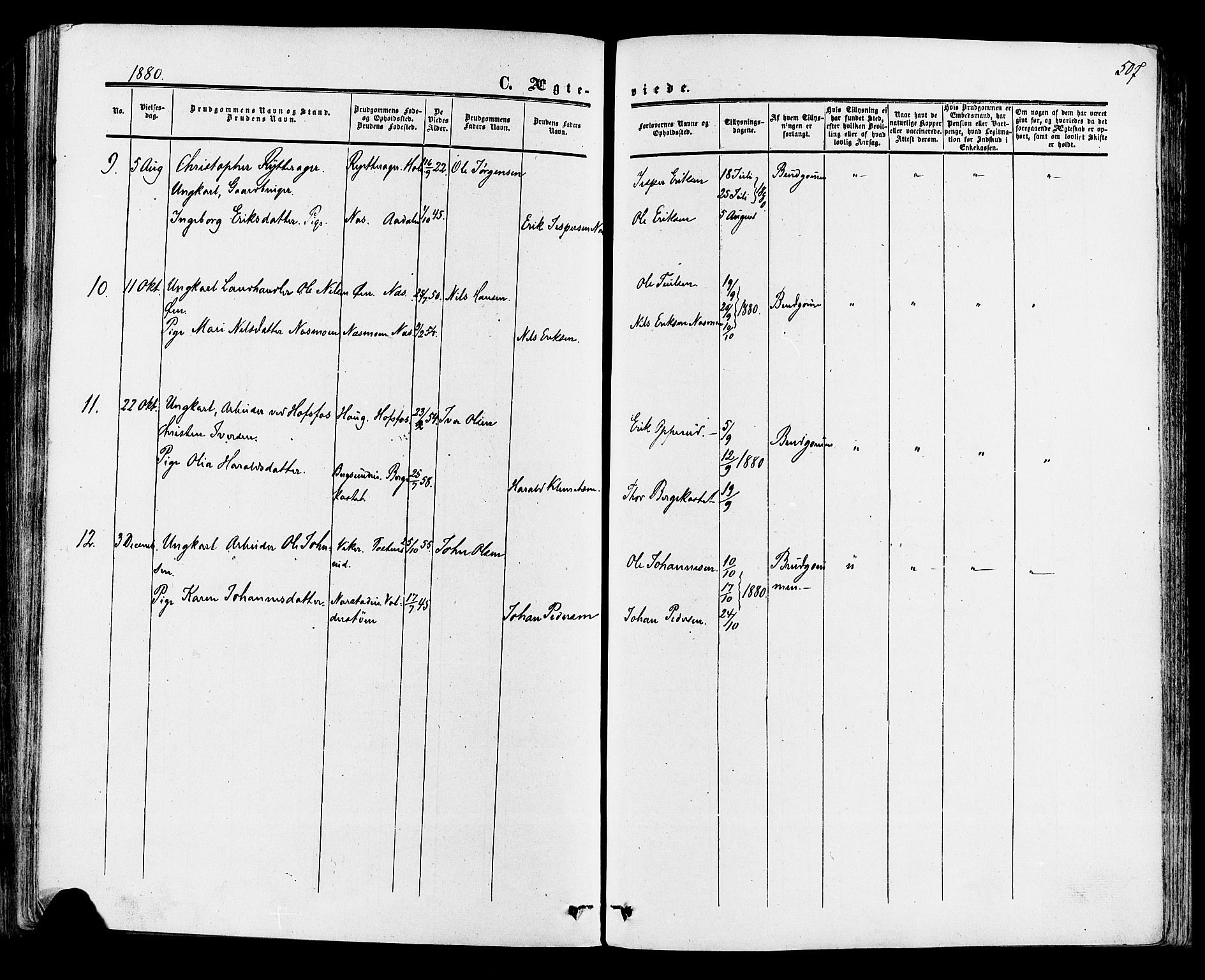 Ådal kirkebøker, AV/SAKO-A-248/F/Fa/L0001: Parish register (official) no. I 1, 1857-1883, p. 507