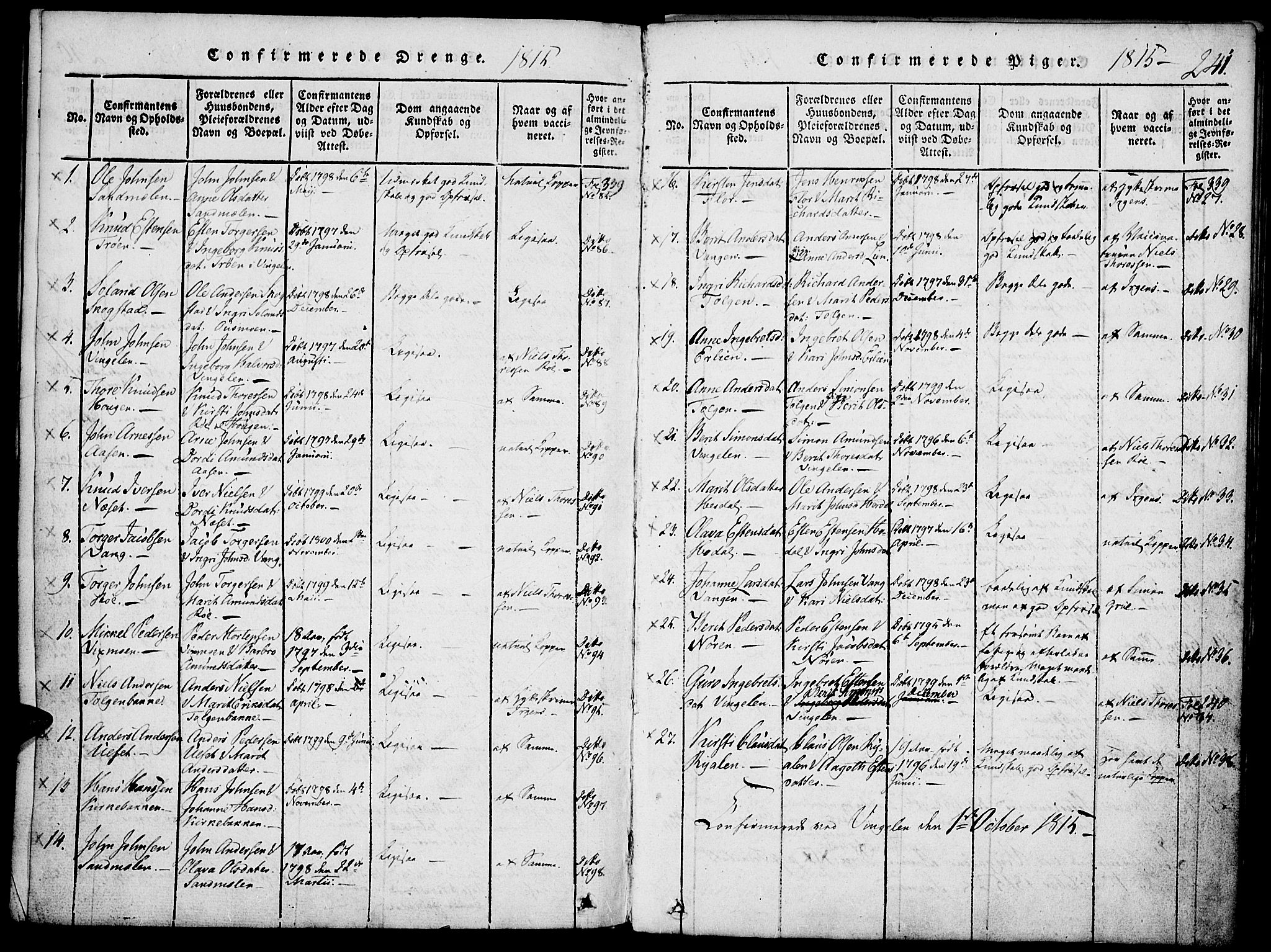 Tolga prestekontor, SAH/PREST-062/K/L0004: Parish register (official) no. 4, 1815-1836, p. 241