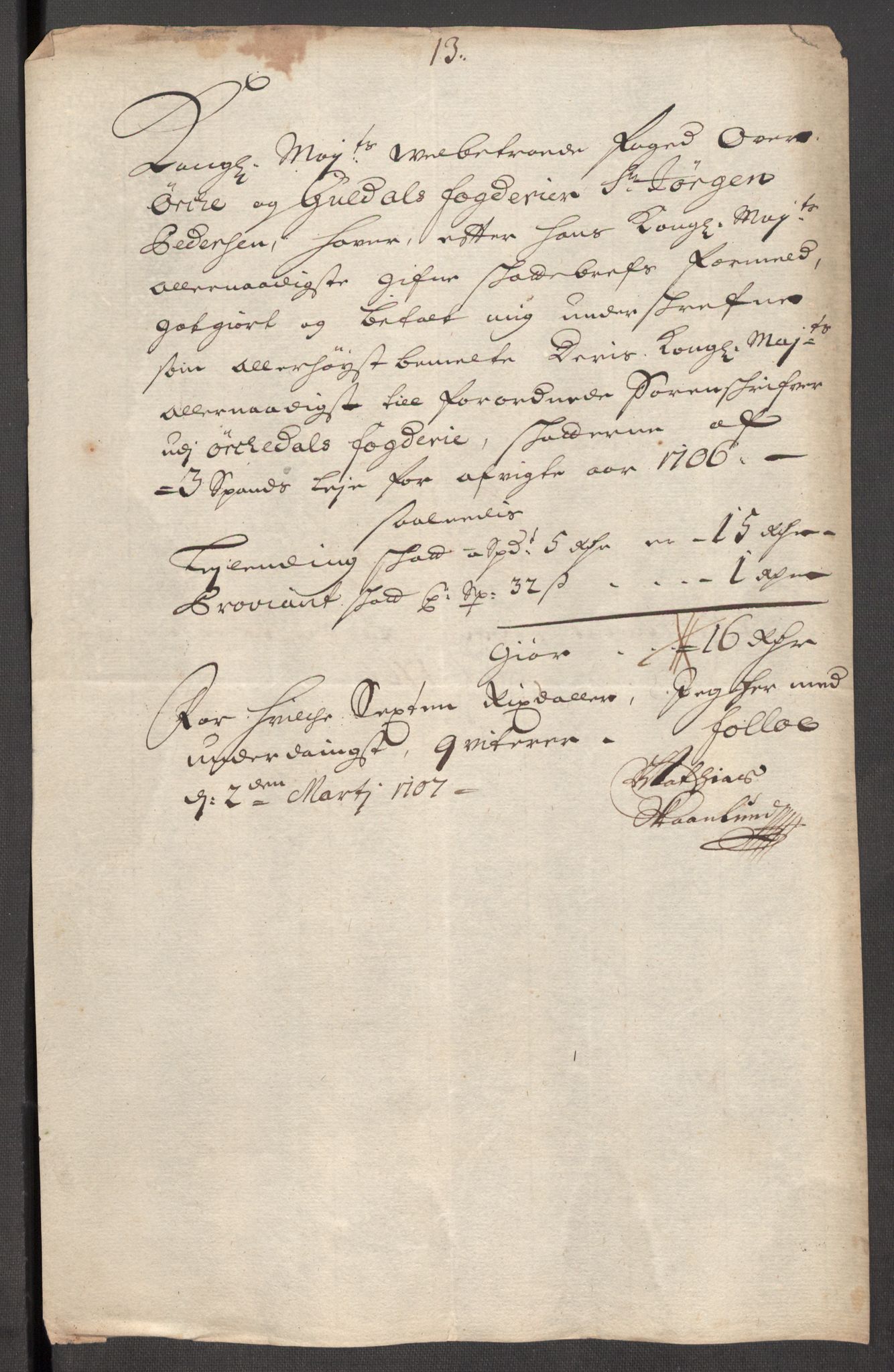 Rentekammeret inntil 1814, Reviderte regnskaper, Fogderegnskap, RA/EA-4092/R60/L3956: Fogderegnskap Orkdal og Gauldal, 1706, p. 164