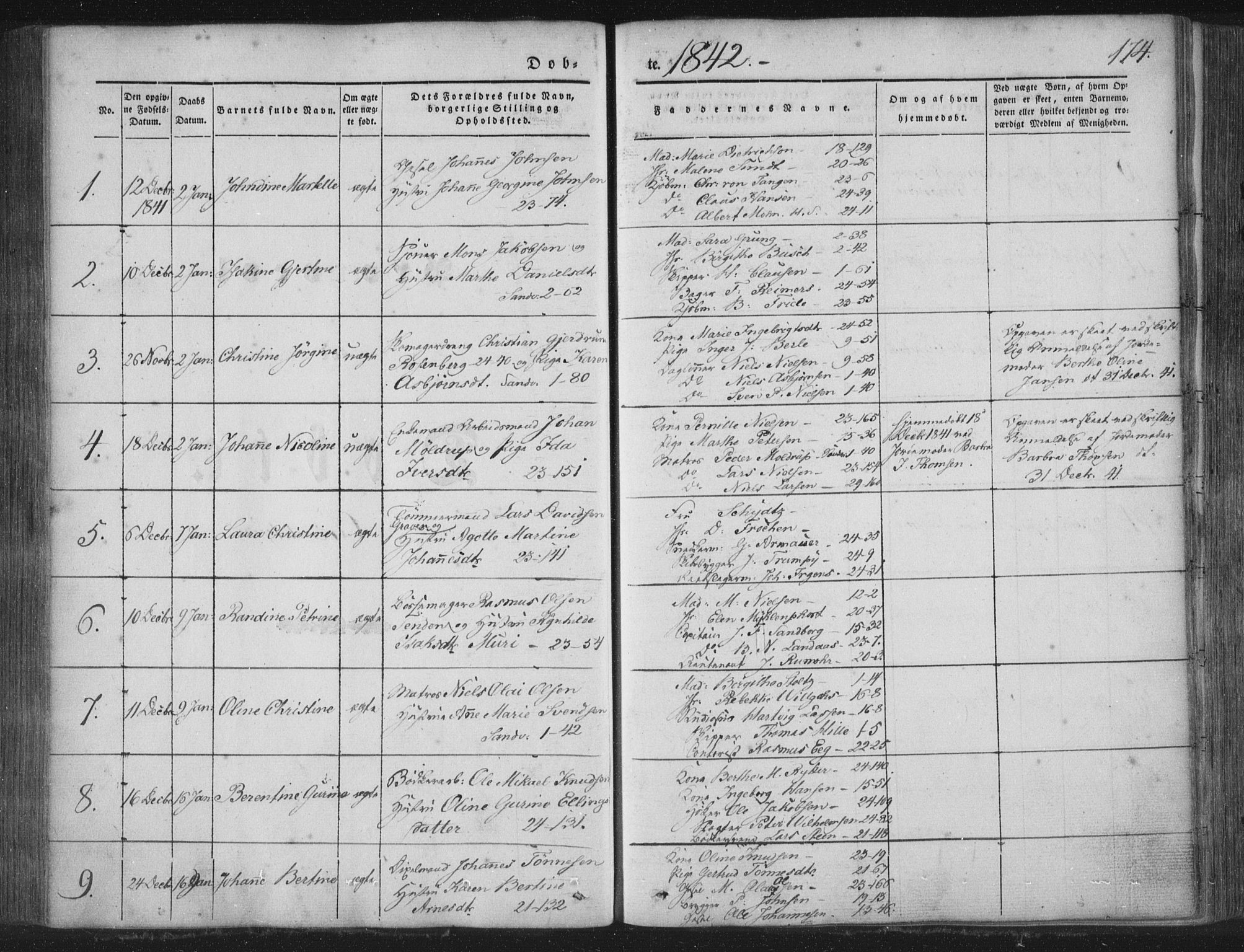 Korskirken sokneprestembete, SAB/A-76101/H/Haa/L0016: Parish register (official) no. B 2, 1841-1851, p. 174