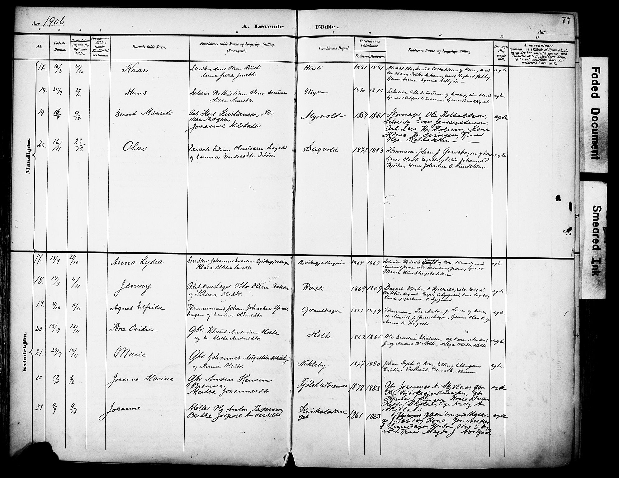 Vestre Toten prestekontor, SAH/PREST-108/H/Ha/Haa/L0013: Parish register (official) no. 13, 1895-1911, p. 77