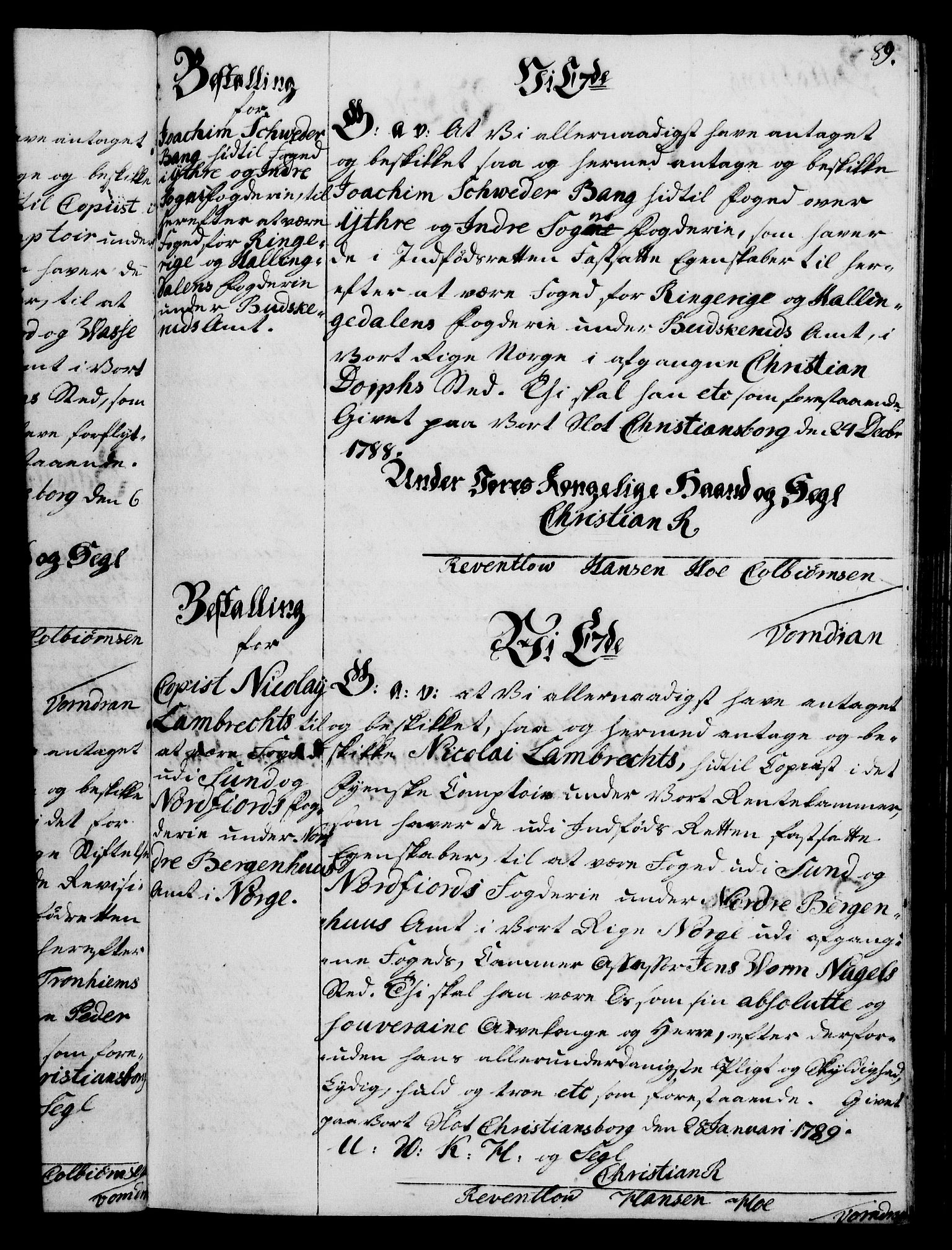 Rentekammeret, Kammerkanselliet, RA/EA-3111/G/Gg/Gge/L0006: Norsk bestallingsprotokoll med register (merket RK 53.30), 1773-1814, p. 89