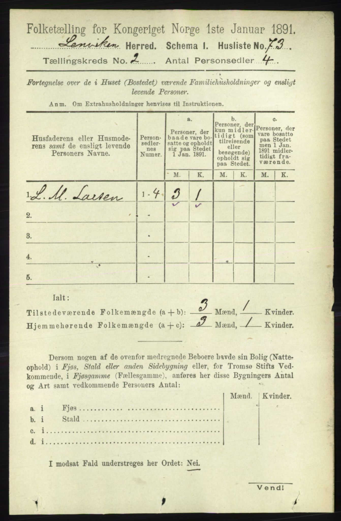 RA, 1891 census for 1931 Lenvik, 1891, p. 775