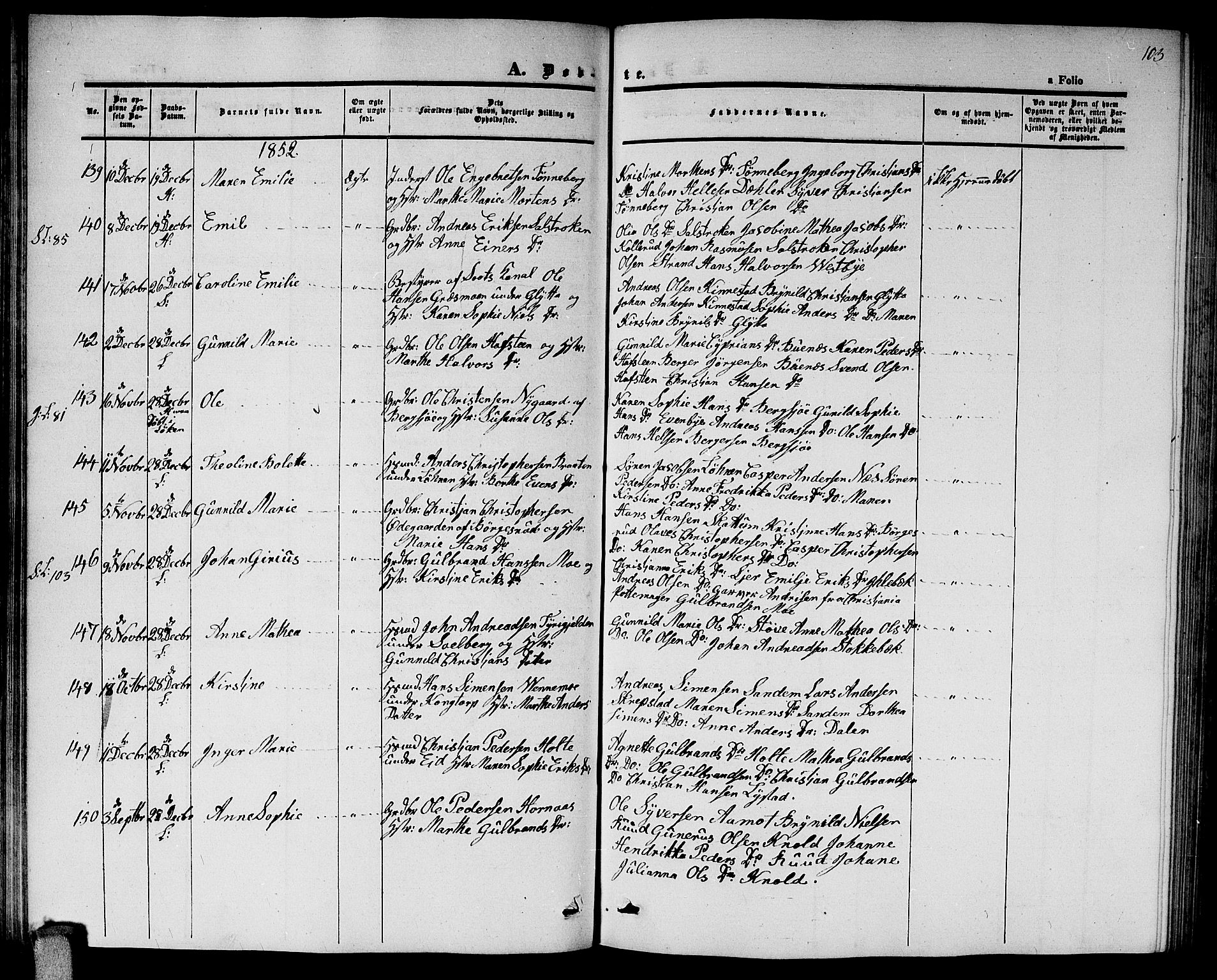 Høland prestekontor Kirkebøker, AV/SAO-A-10346a/G/Ga/L0003: Parish register (copy) no. I 3, 1846-1853, p. 103