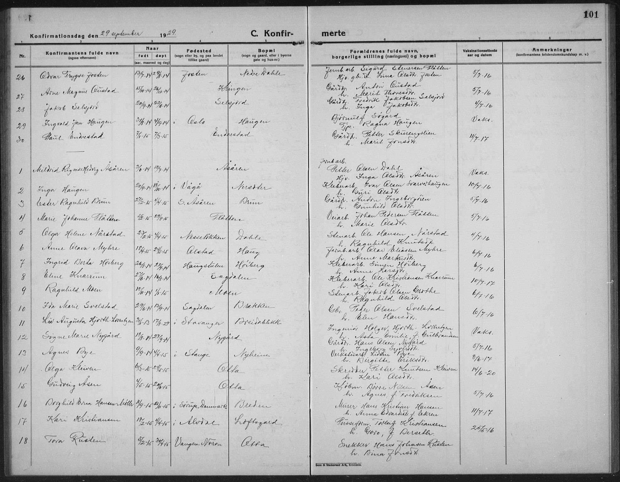 Sel prestekontor, AV/SAH-PREST-074/H/Ha/Hab/L0002: Parish register (copy) no. 2, 1923-1939, p. 101