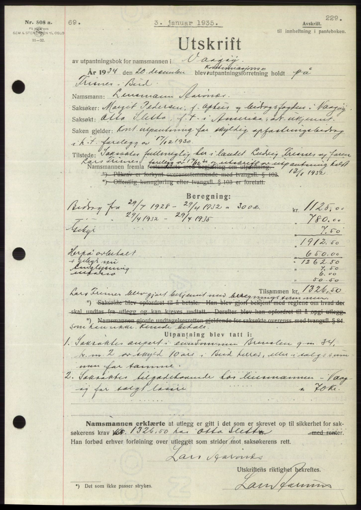 Romsdal sorenskriveri, AV/SAT-A-4149/1/2/2C/L0066: Mortgage book no. 60, 1934-1935, Deed date: 03.01.1935