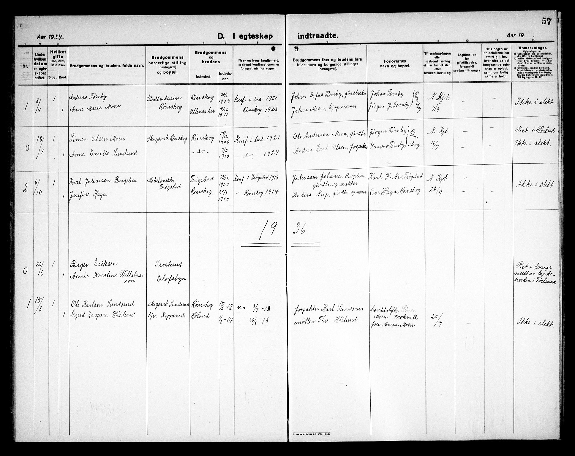 Rødenes prestekontor Kirkebøker, AV/SAO-A-2005/G/Gb/L0003: Parish register (copy) no. II 3, 1922-1936, p. 57