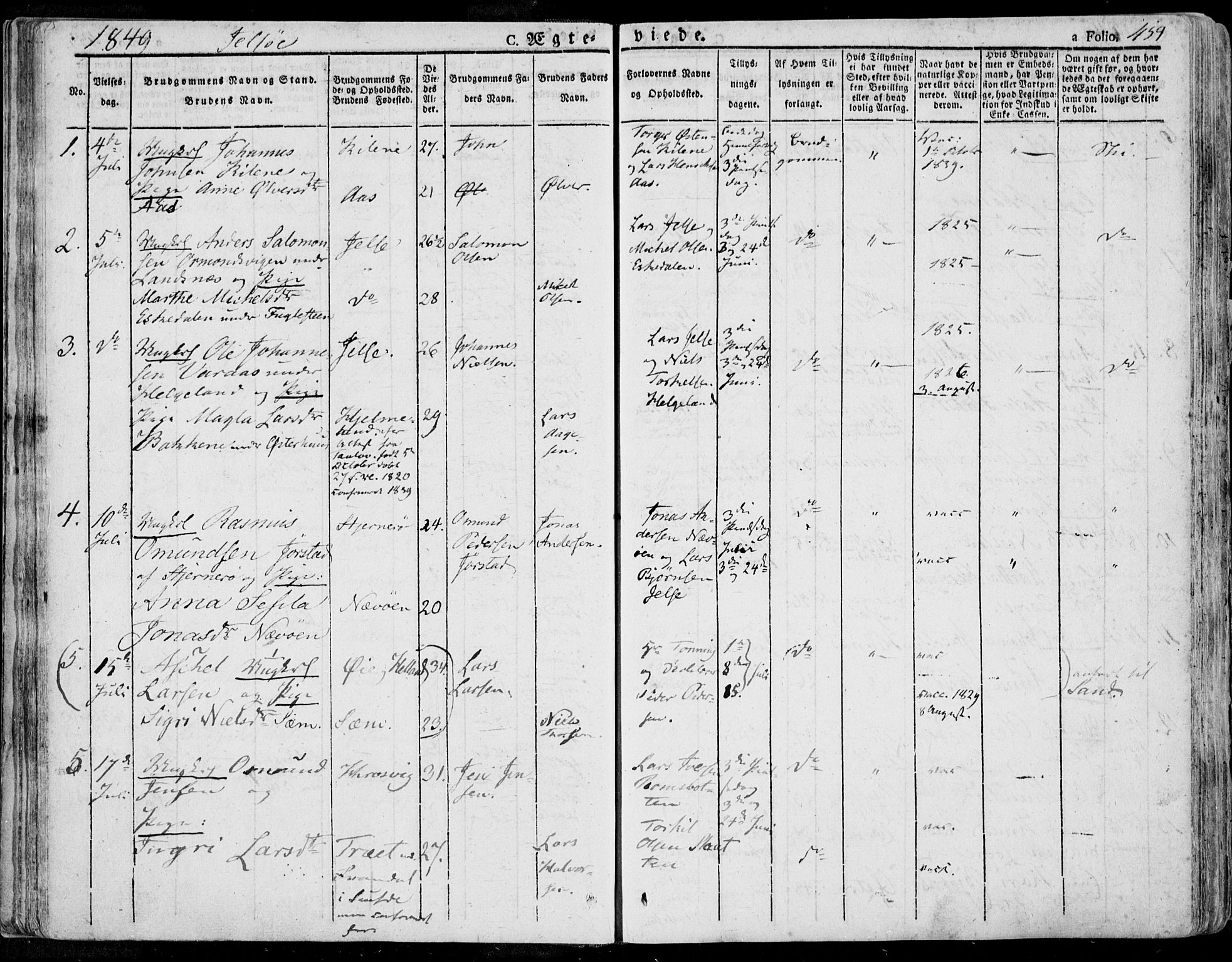 Jelsa sokneprestkontor, SAST/A-101842/01/IV: Parish register (official) no. A 6.2, 1828-1853, p. 454