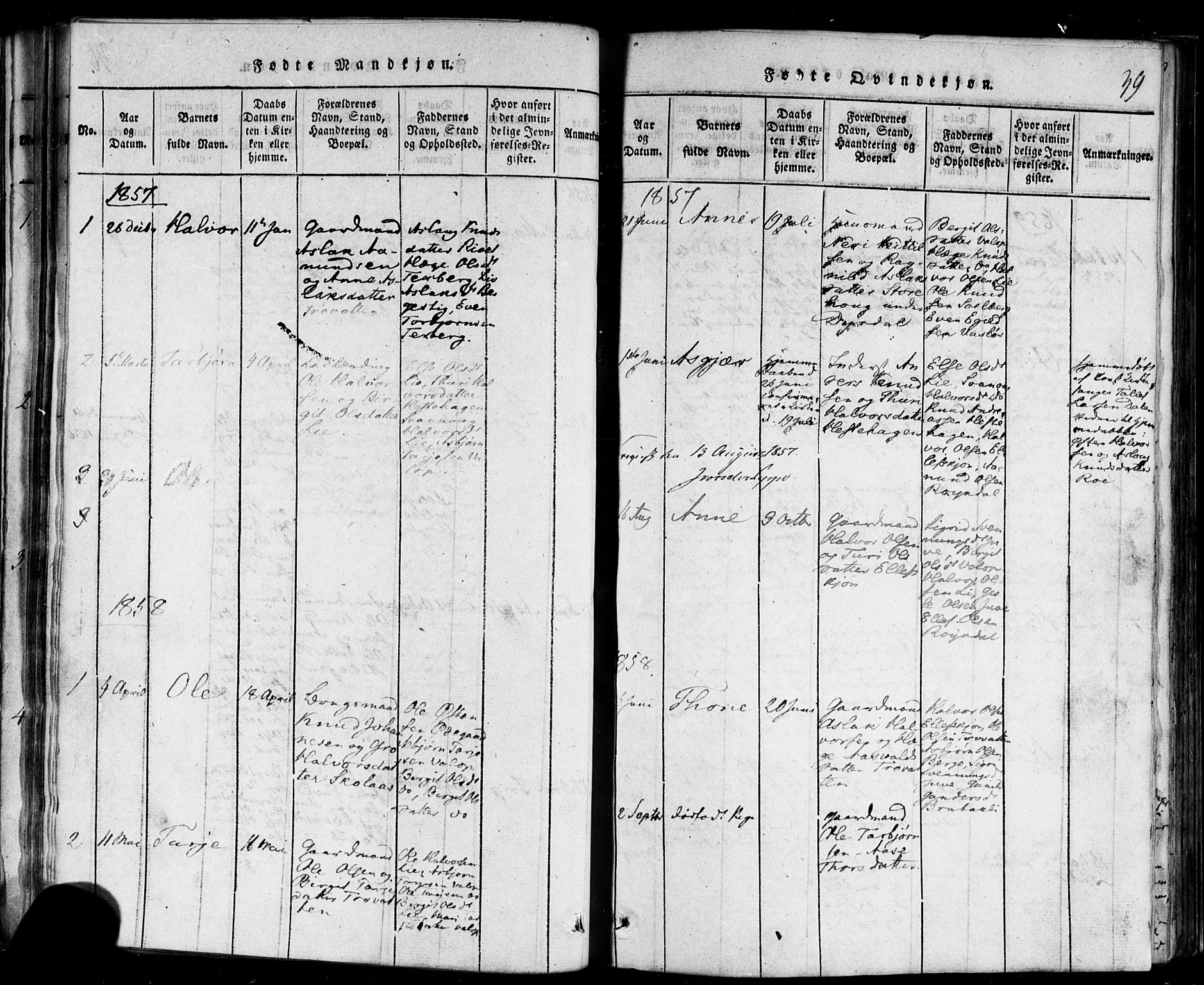 Rauland kirkebøker, SAKO/A-292/F/Fa/L0002: Parish register (official) no. 2, 1815-1860, p. 39