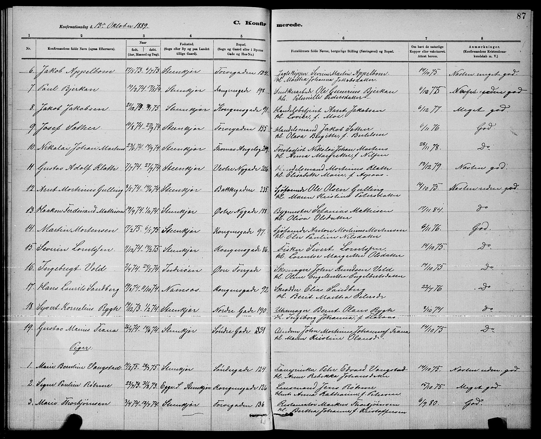 Ministerialprotokoller, klokkerbøker og fødselsregistre - Nord-Trøndelag, SAT/A-1458/739/L0374: Parish register (copy) no. 739C02, 1883-1898, p. 87