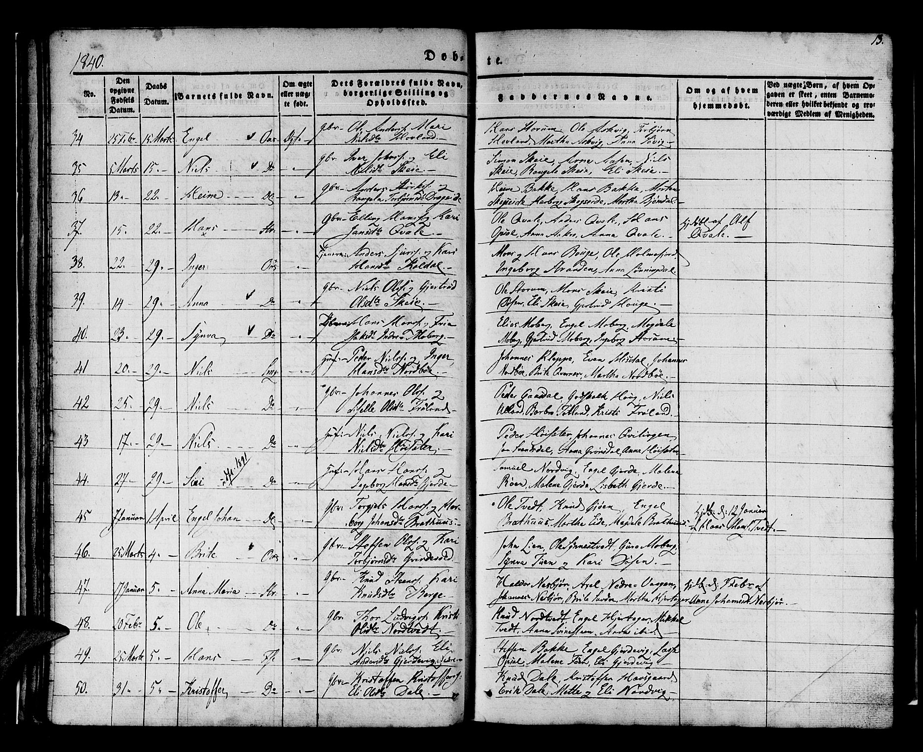 Os sokneprestembete, SAB/A-99929: Parish register (official) no. A 15, 1839-1851, p. 14