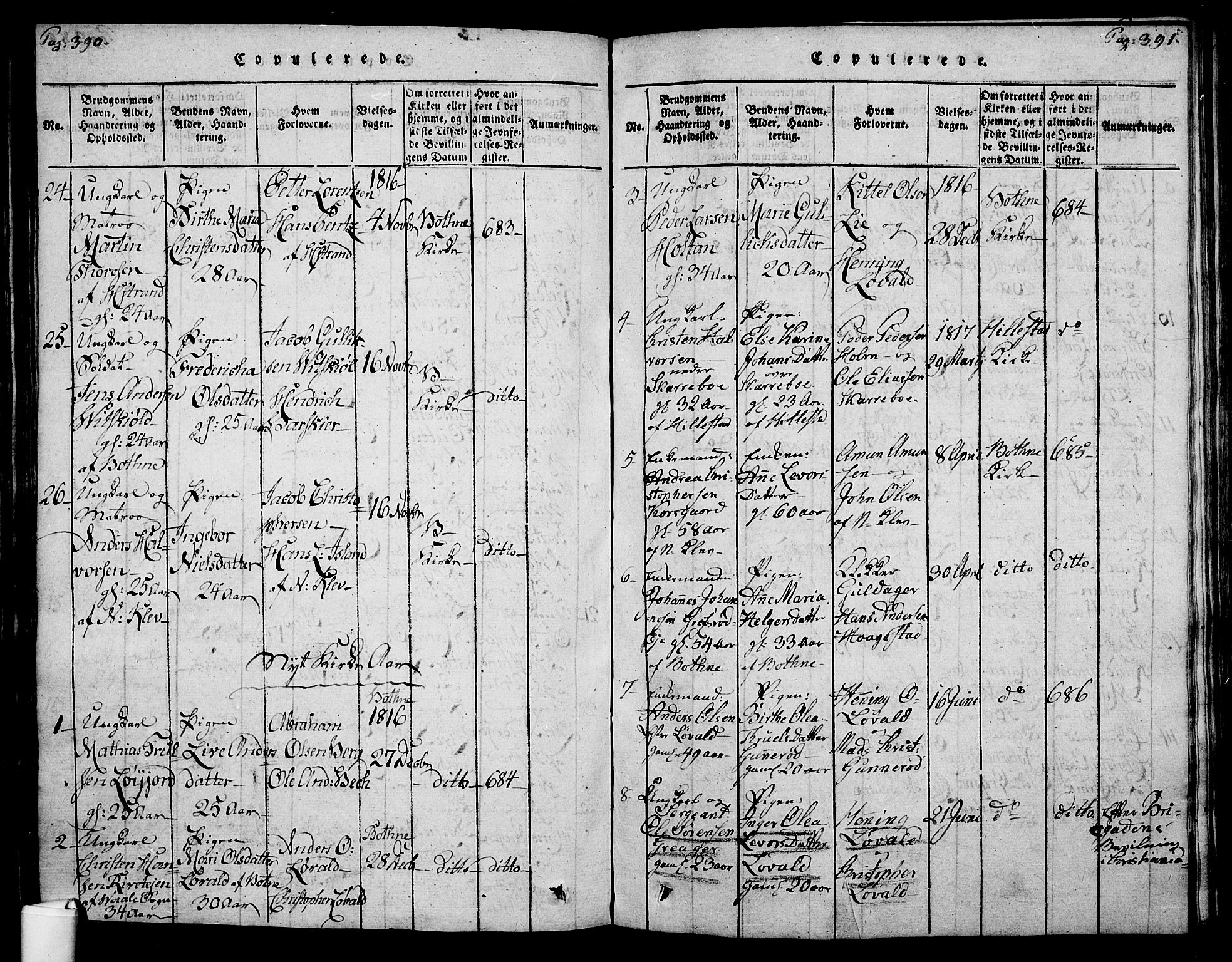 Botne kirkebøker, SAKO/A-340/F/Fa/L0005: Parish register (official) no. I 5, 1814-1836, p. 390-391