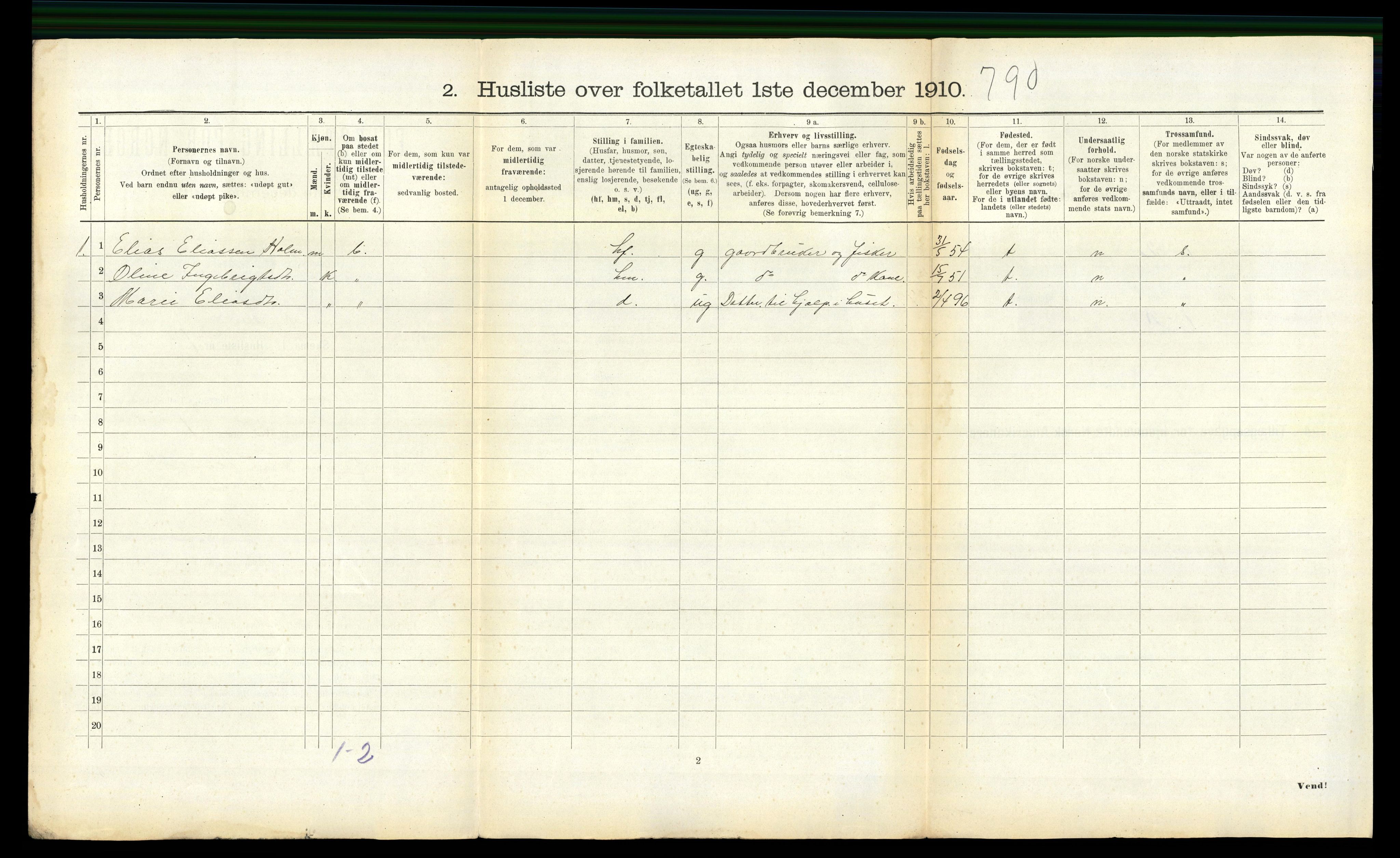 RA, 1910 census for Hemne, 1910, p. 334