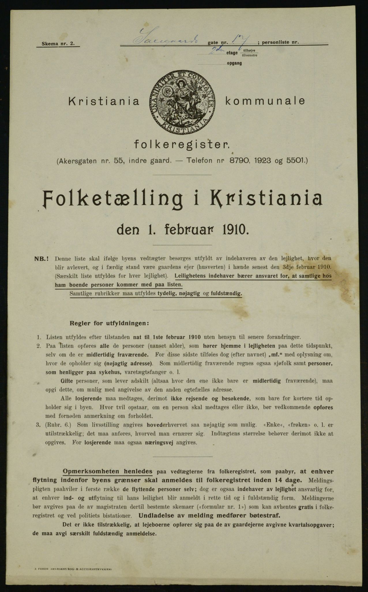 OBA, Municipal Census 1910 for Kristiania, 1910, p. 85410